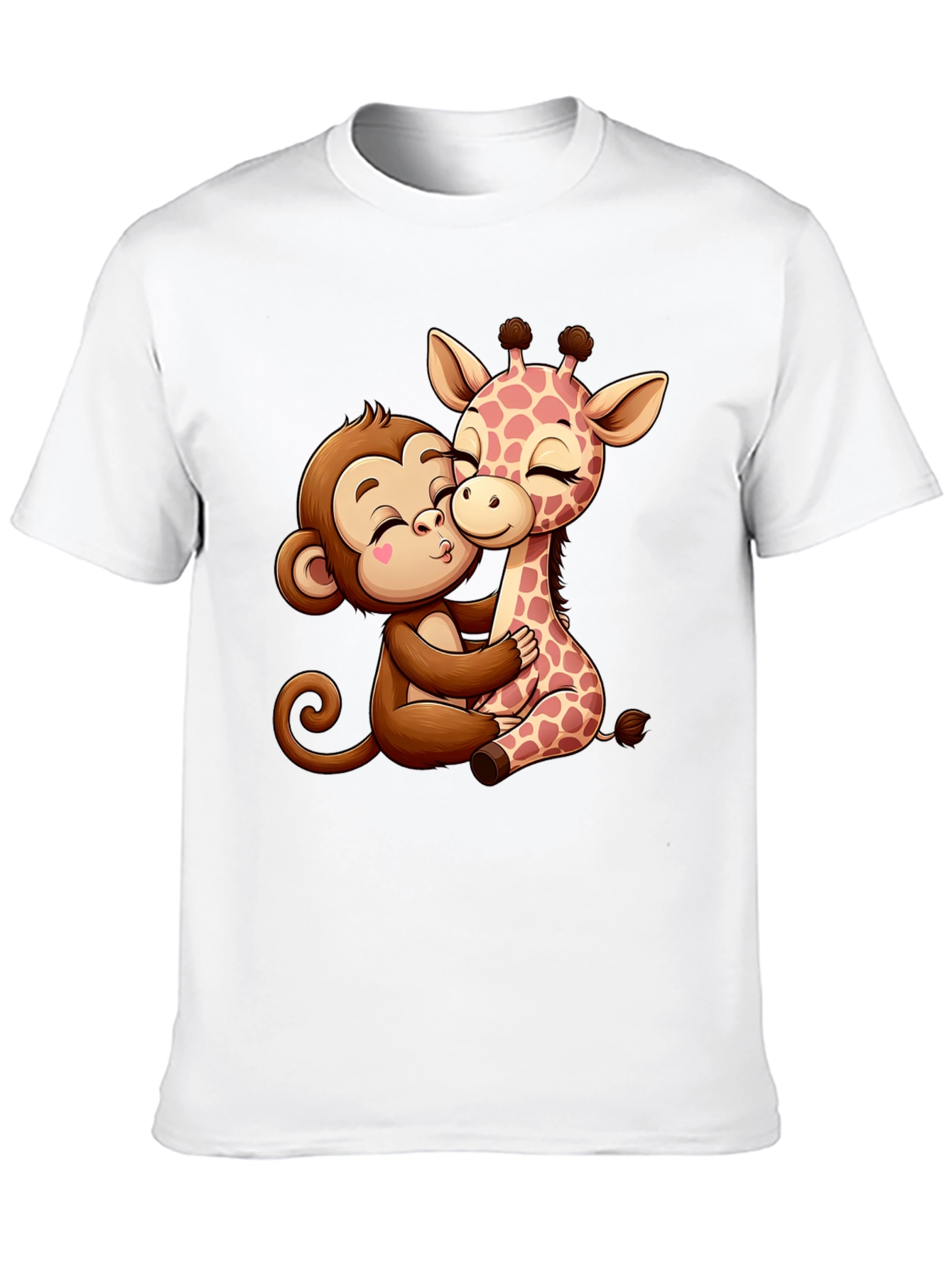 Black Monkey and Giraffe Hug Graphic Tee view 10
