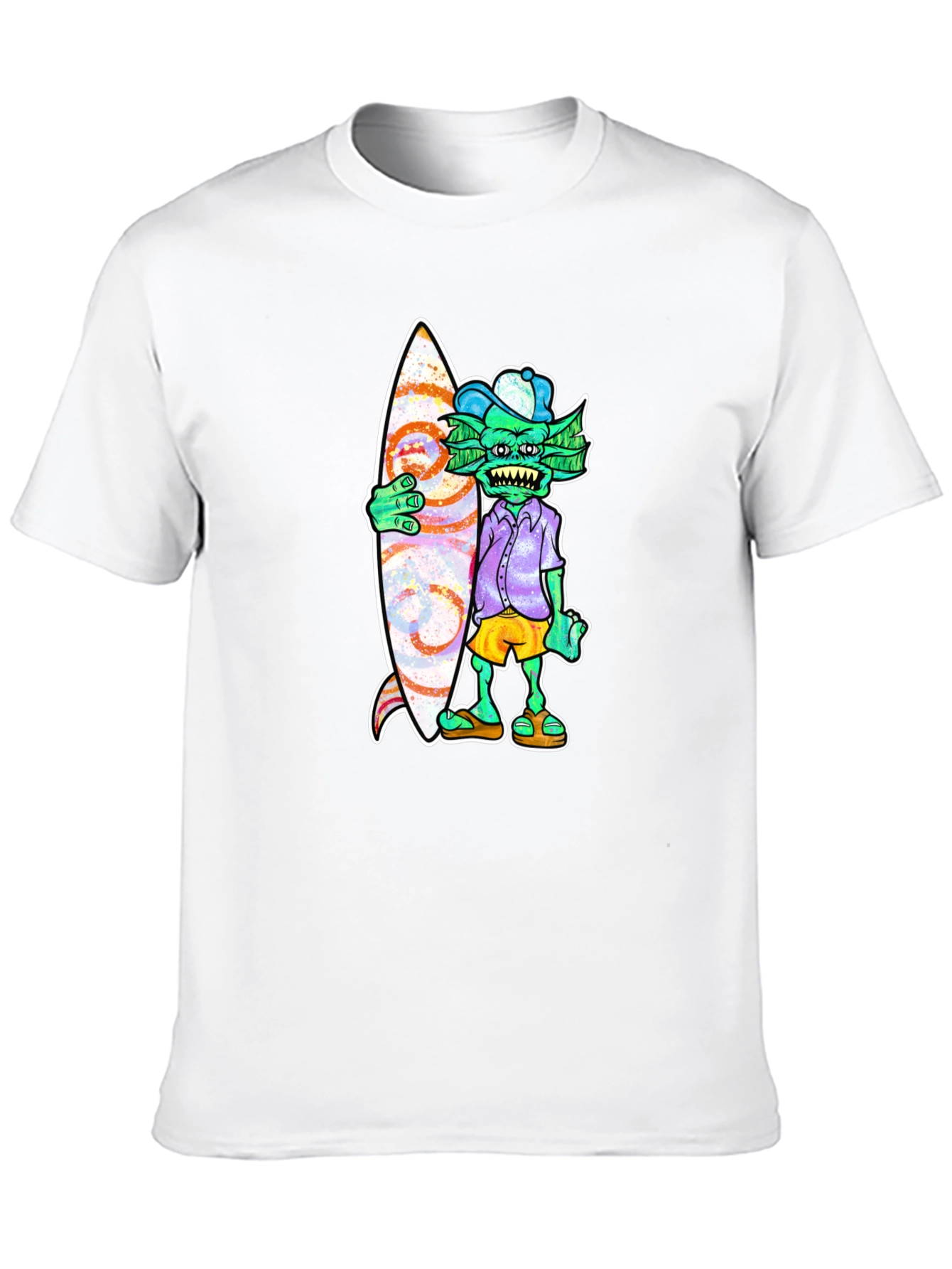 Black Cool Surfer Monster Graphic T-Shirt view 10