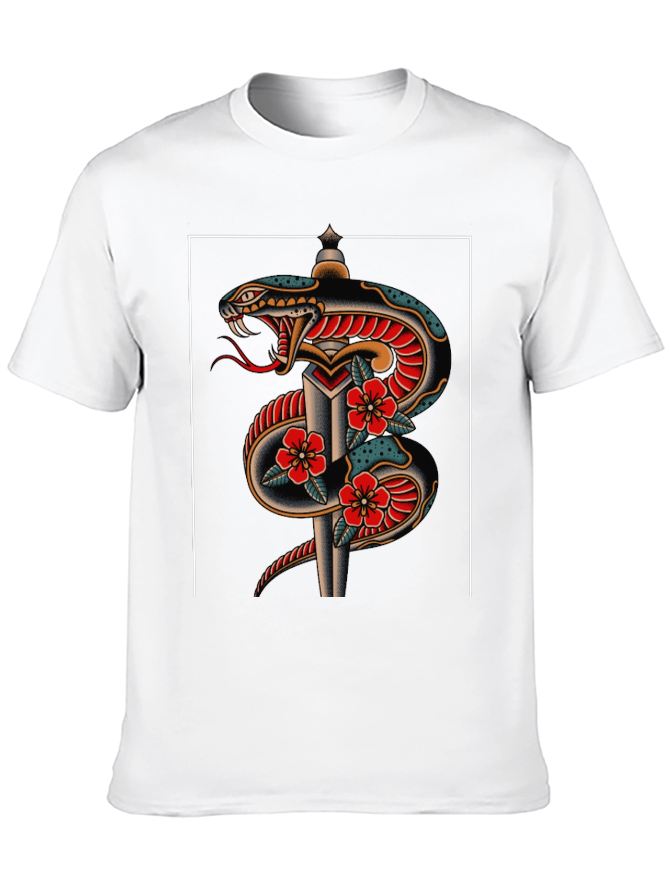 Black Snake & Dagger Graphic Tee - Classic Tattoo Style view 10