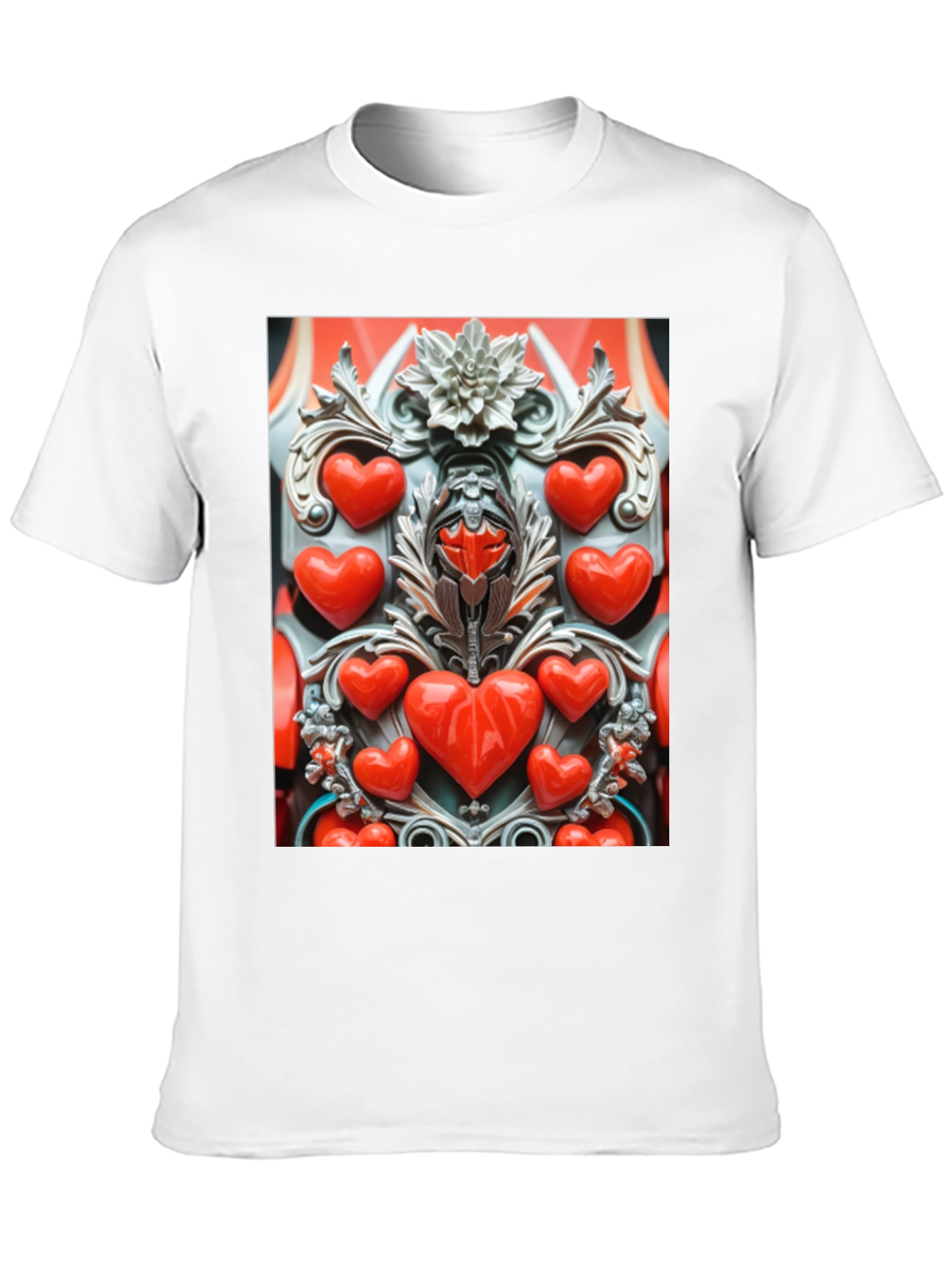 Black Heart Ornate Art Black T-Shirt view 10