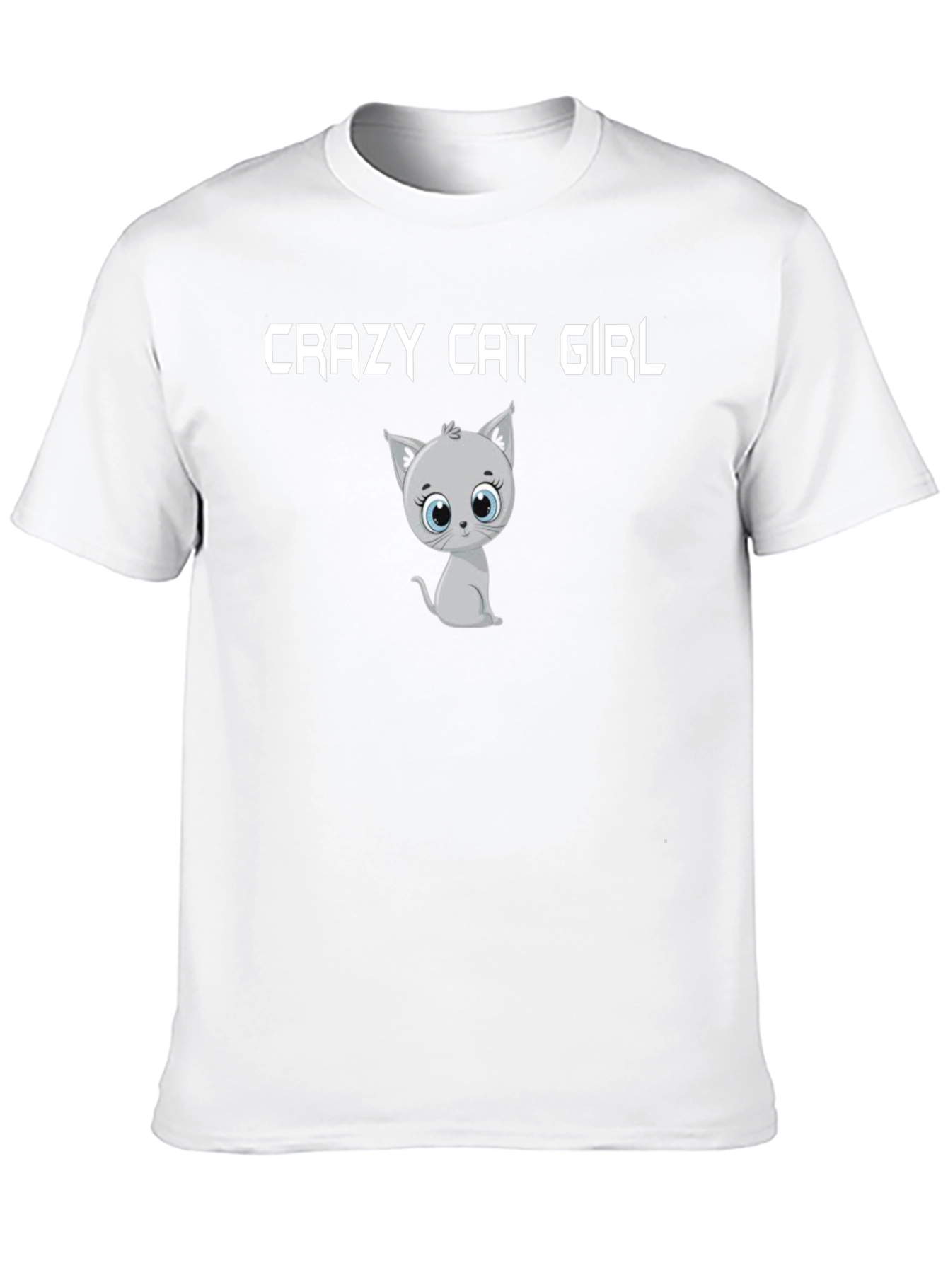 Black Crazy Cat Girl T-Shirt - Cute Cartoon Kitten Tee view 10