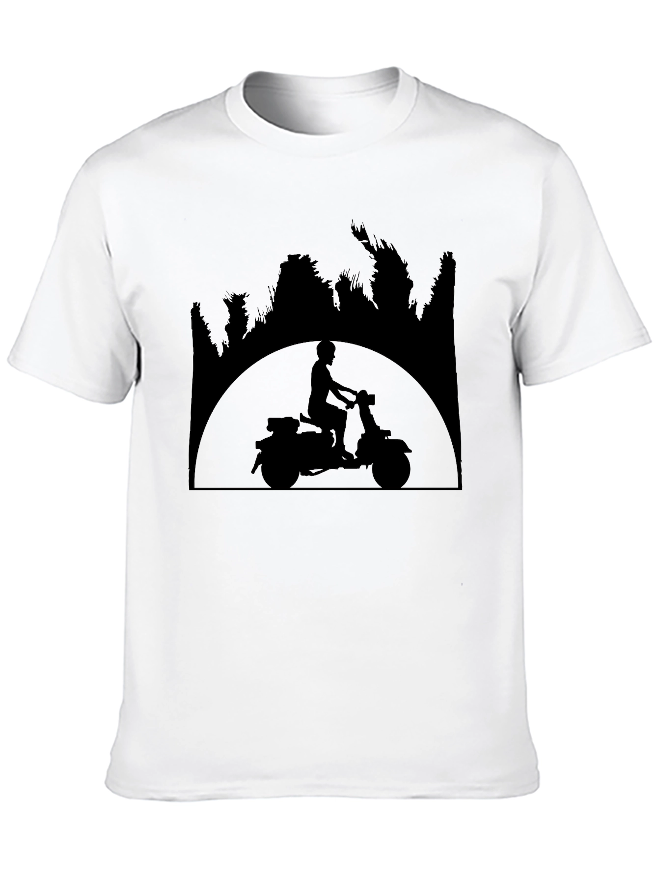Black Retro Scooter Silhouette Black T-Shirt view 10