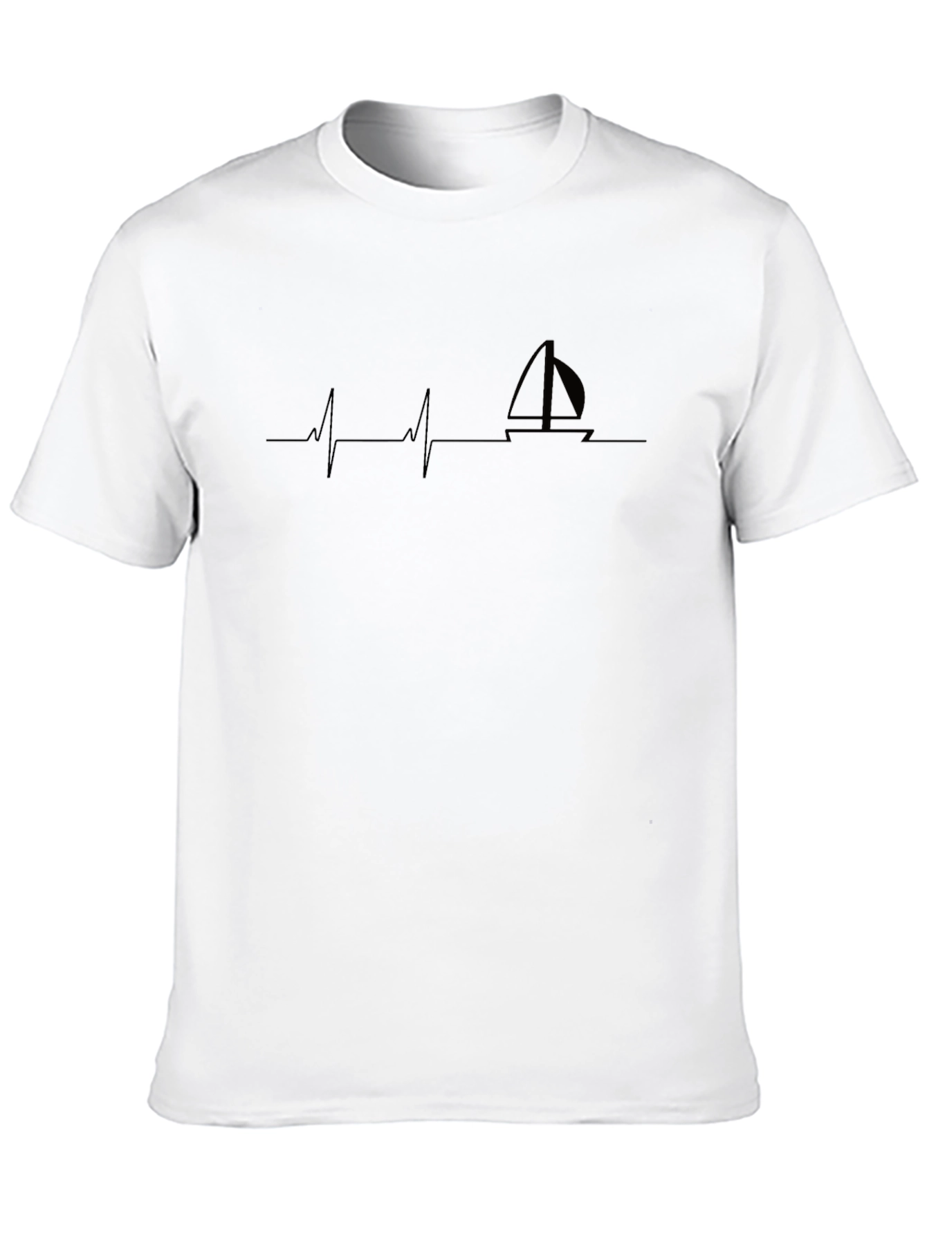 Black Sailboat Heartbeat Graphic Tee view 10