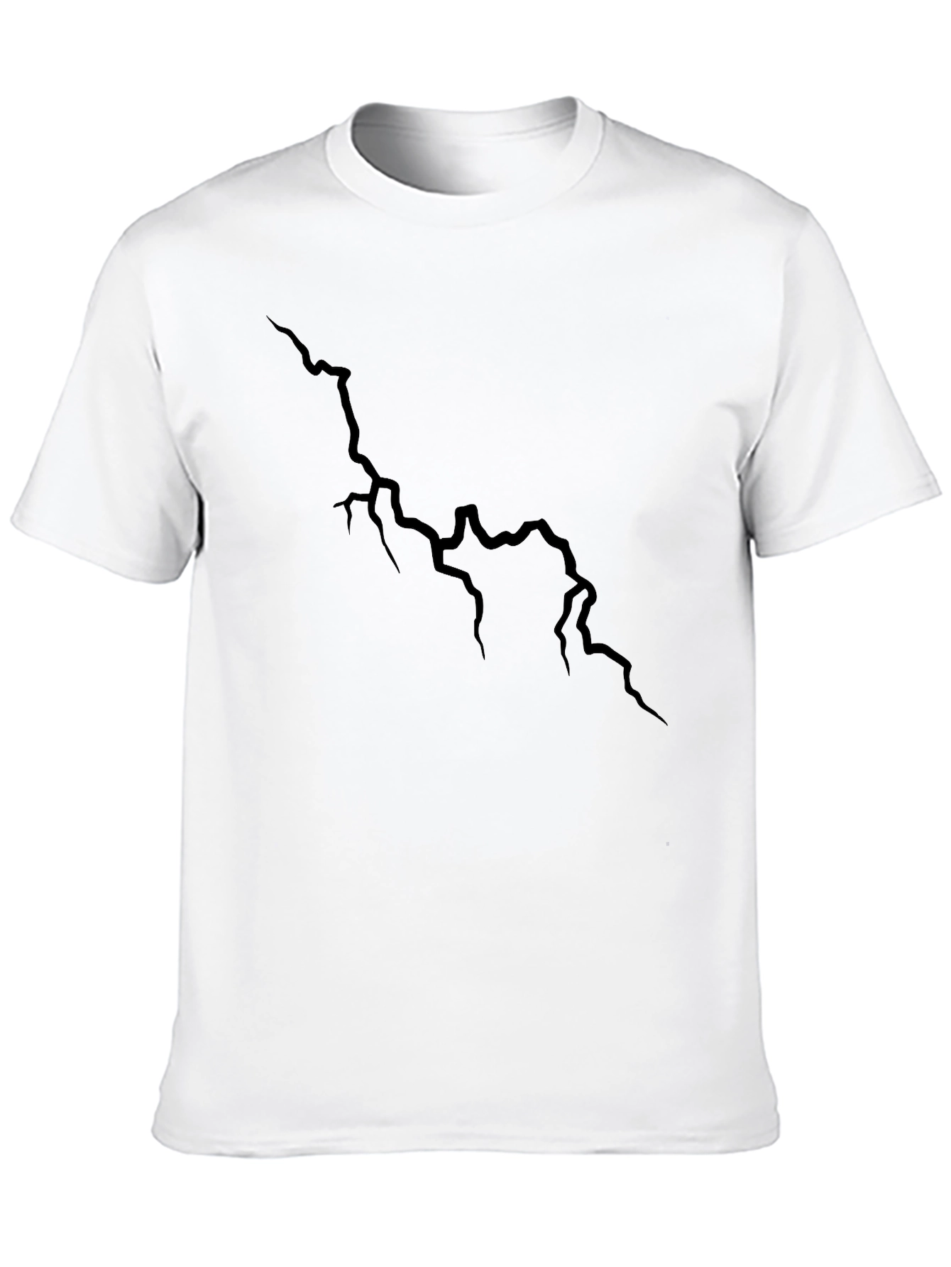 Black Men's Black Graphic Tee - Lightning Bolt Design view 10