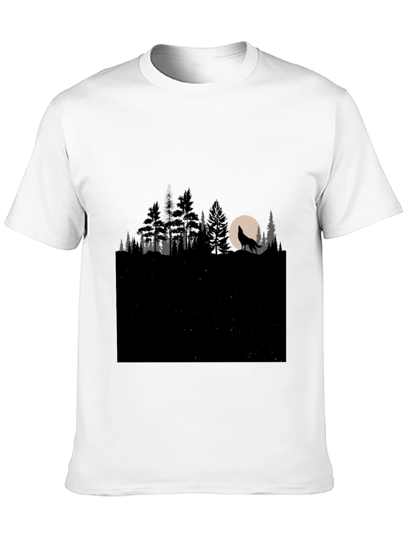 Black Wolf Howling at Moon in Forest T-Shirt view 10