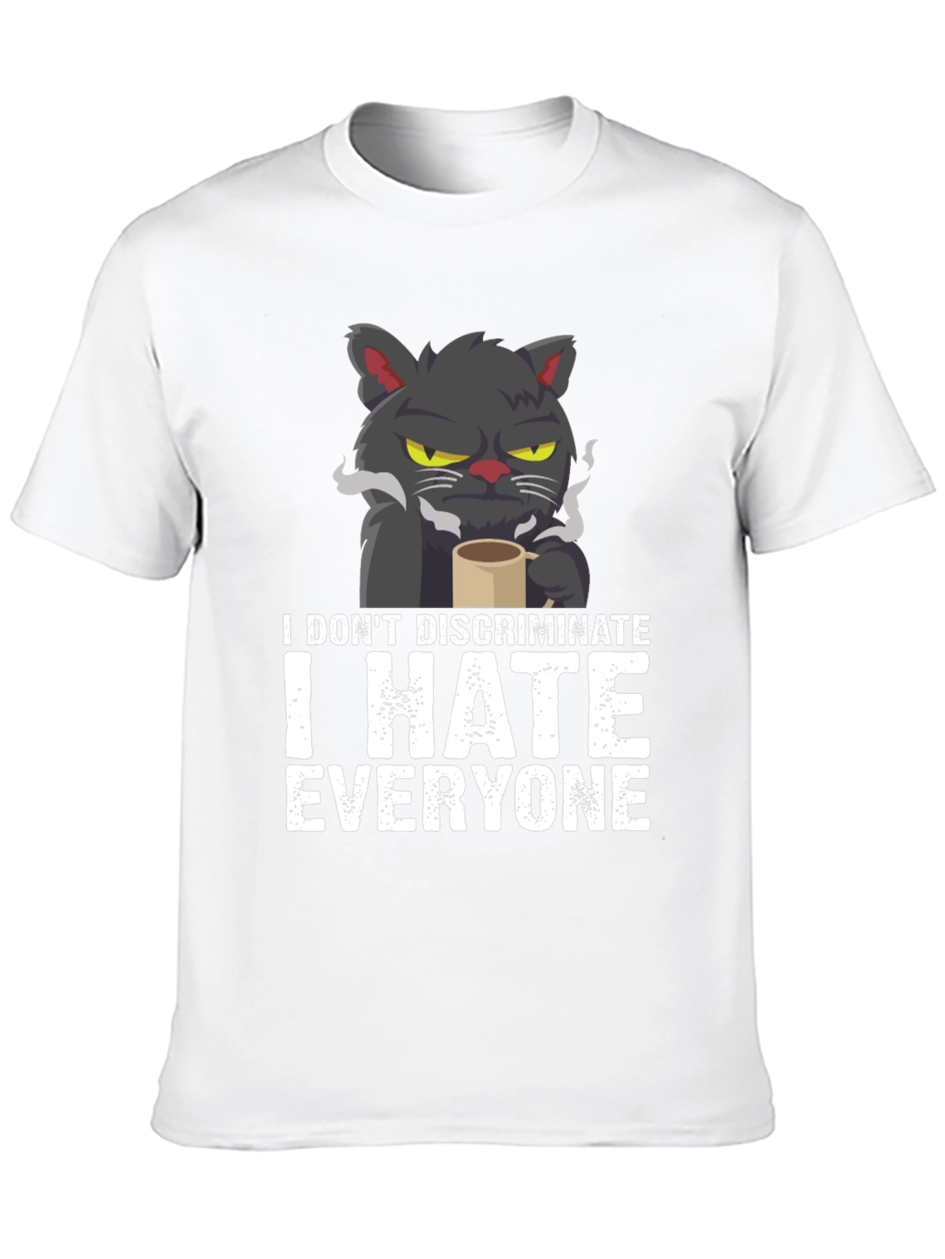 Black I Hate Everyone Cat T-Shirt view 10