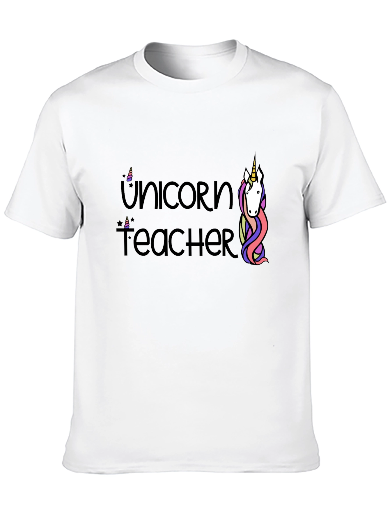 Black Unicorn Teacher Graphic T-Shirt - Black Cotton Tee view 10