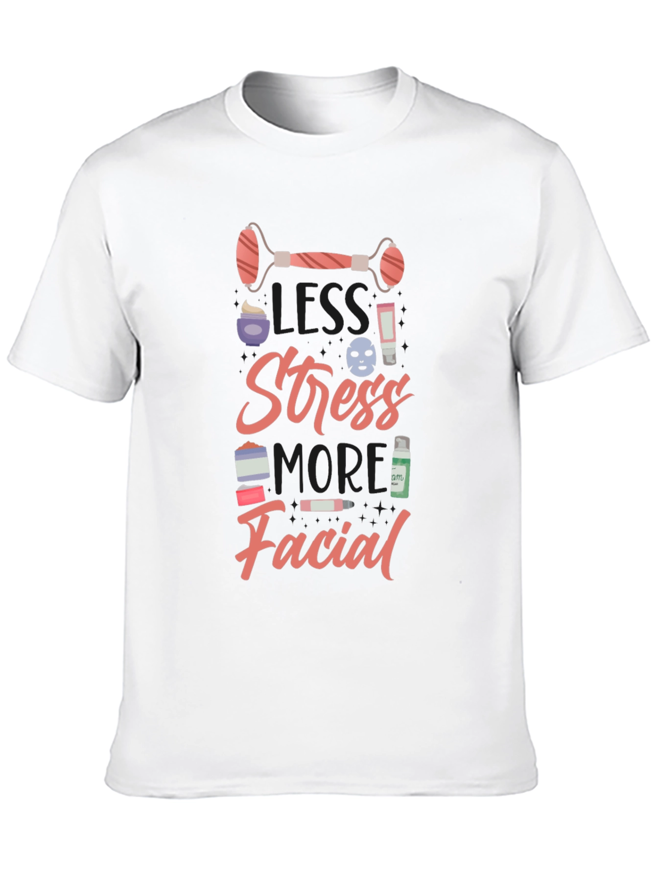 Less Stress More Facial Graphic Tee - Black - 10