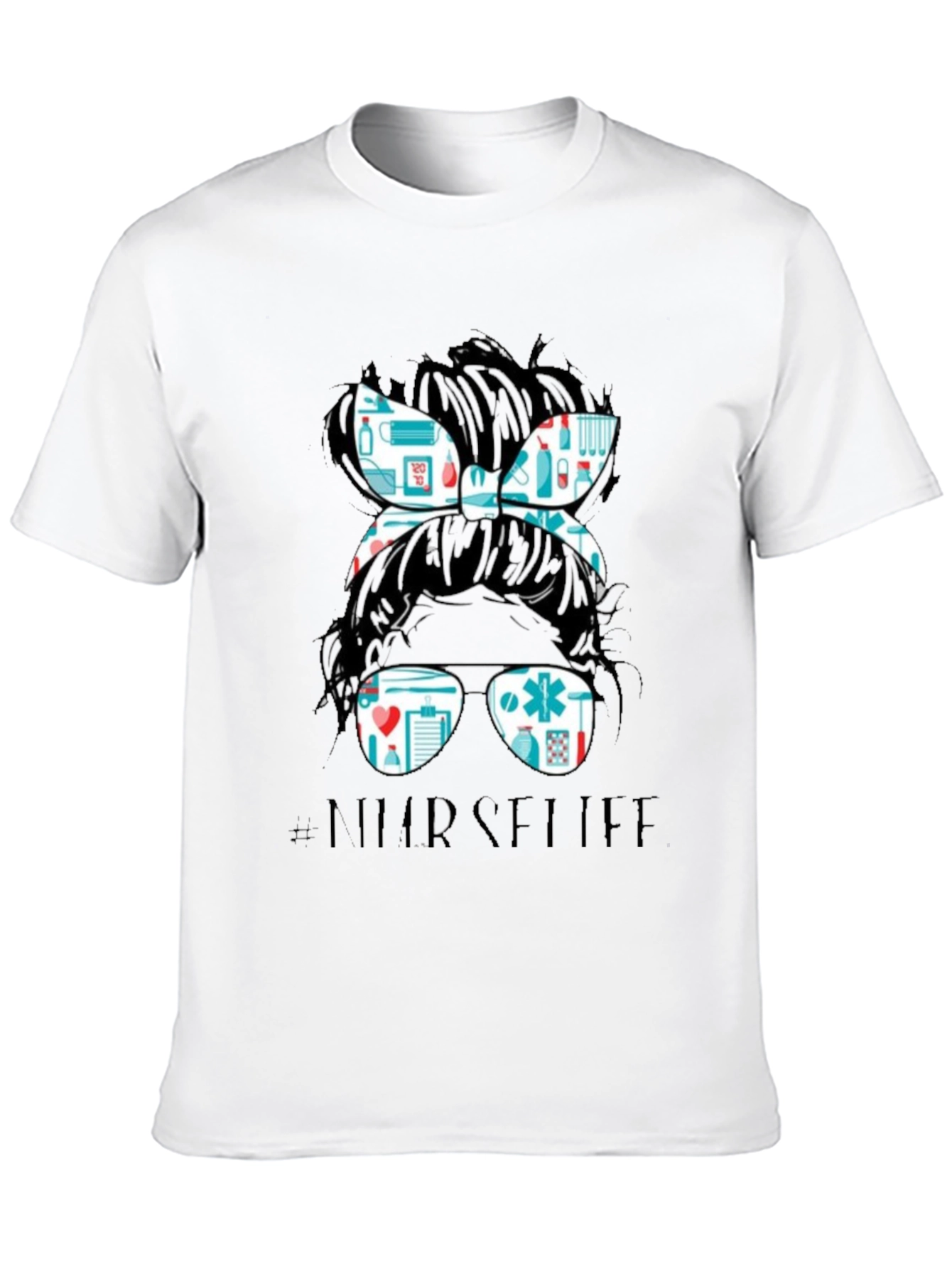 Black Nurse Life Messy Bun Graphic Tee view 10