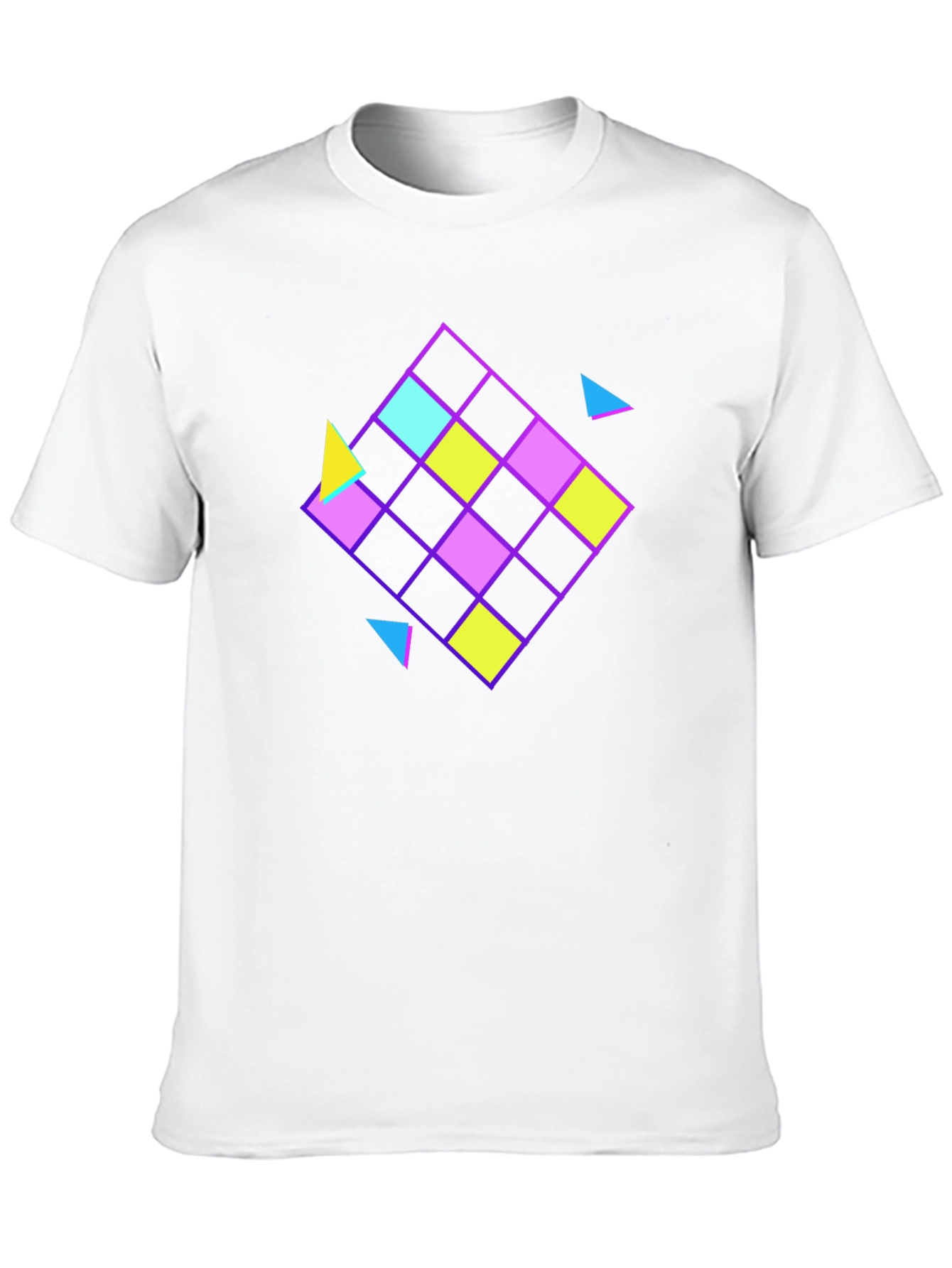 Black Retro Geometric Pattern Black T-Shirt view 10