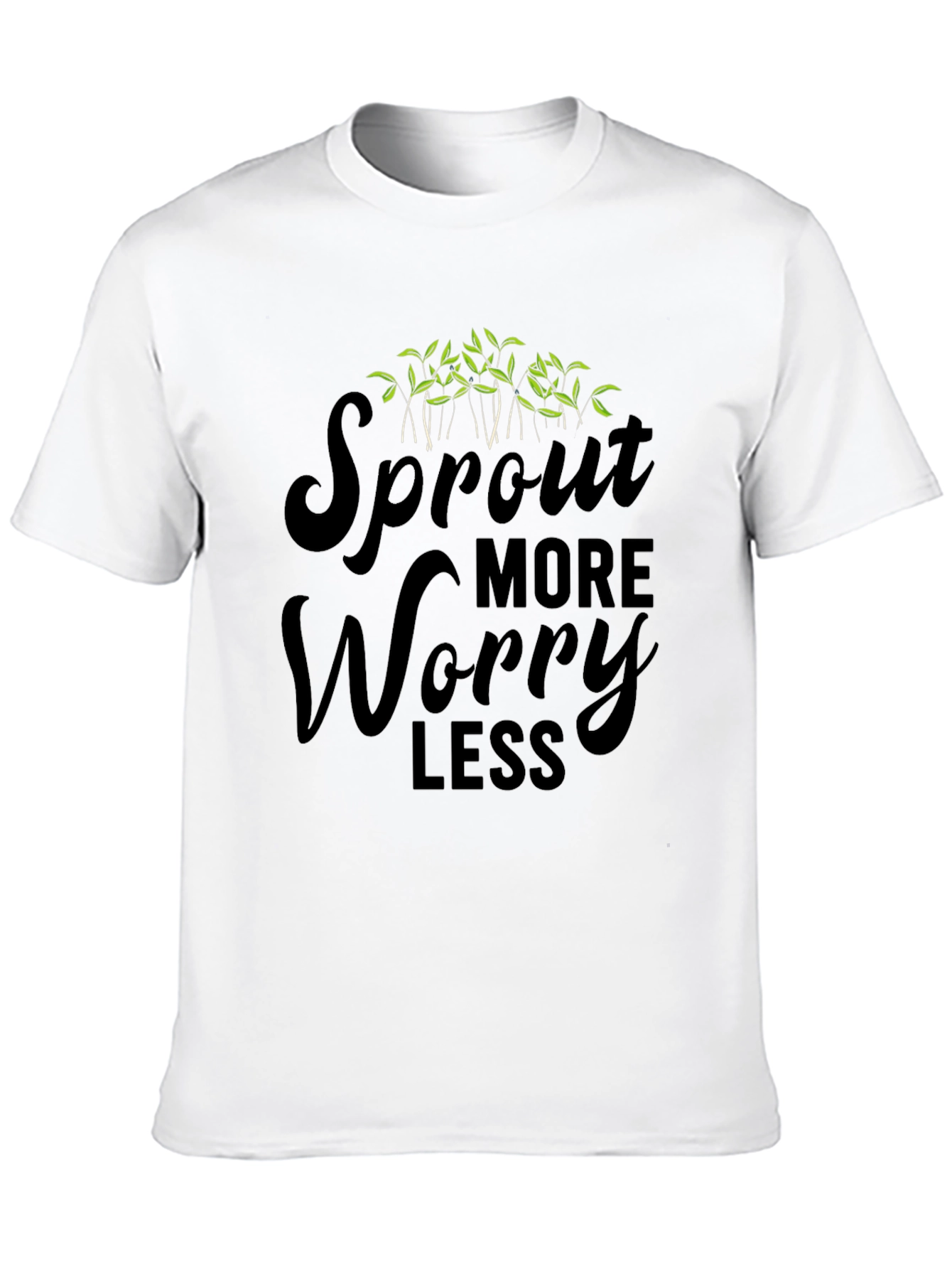 Black Sprout More Worry Less Black T-Shirt view 10