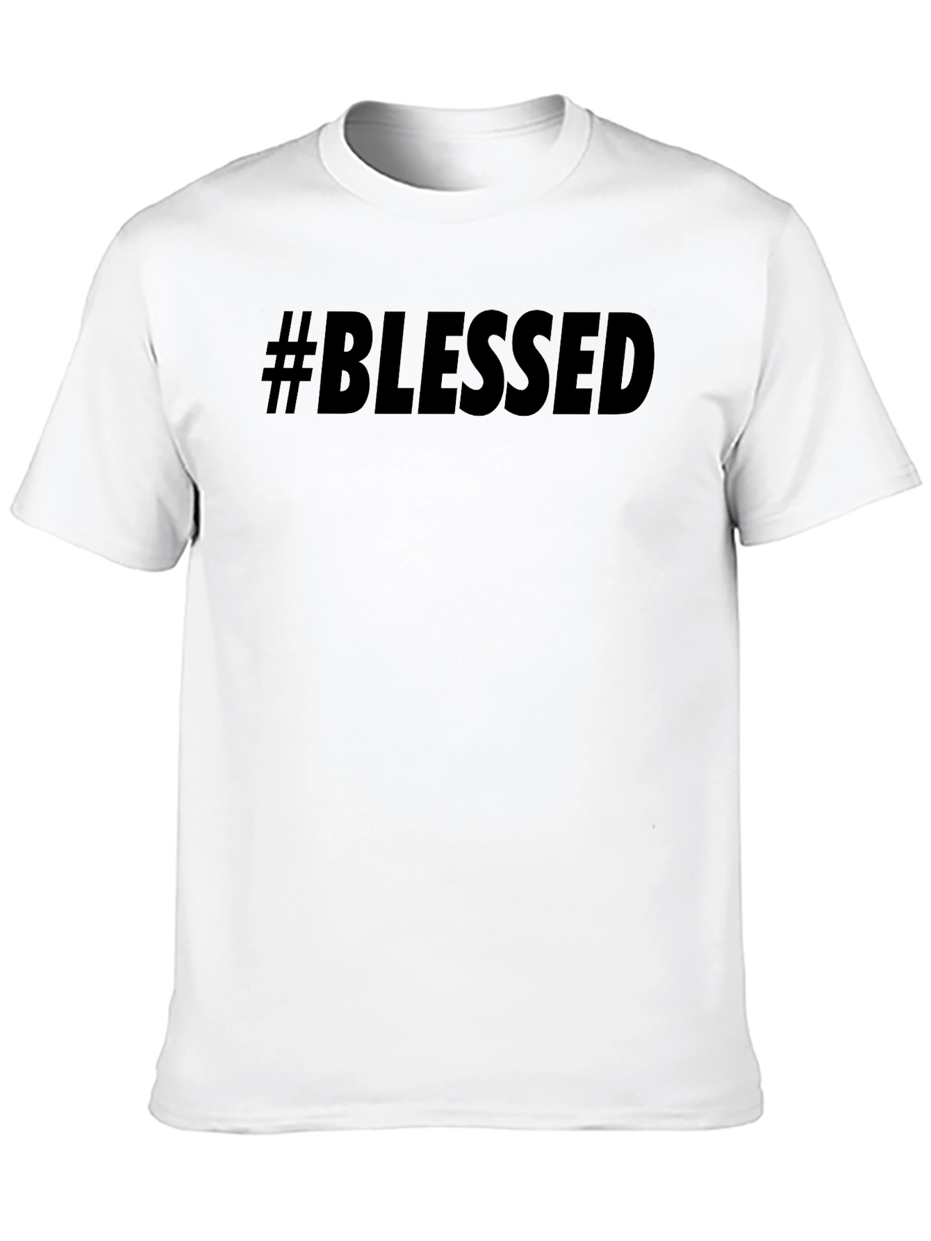 Black #Blessed Graphic Print Crew Neck Tee - Black view 10