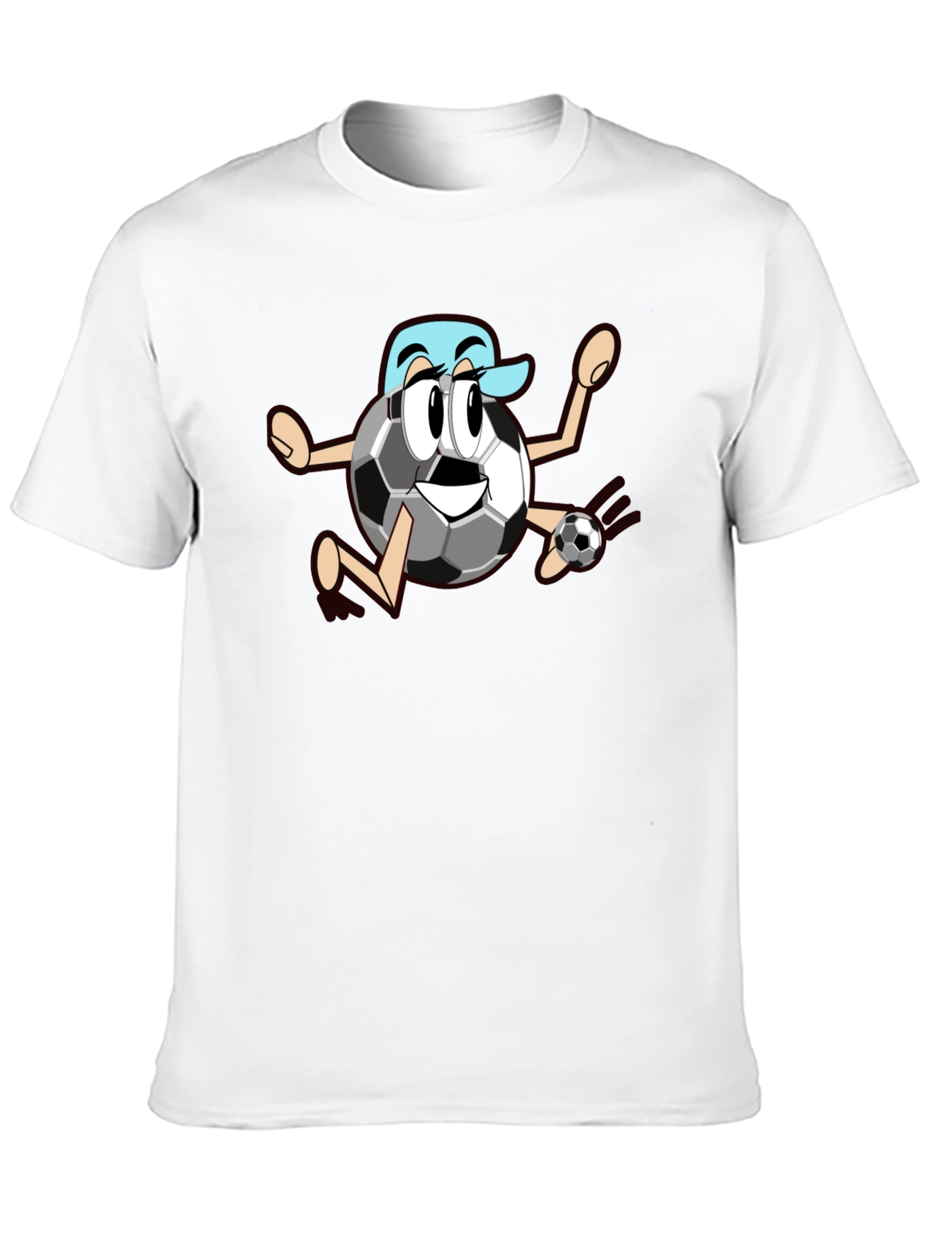 Black Funny Soccer Ball Cartoon Black T-Shirt view 10