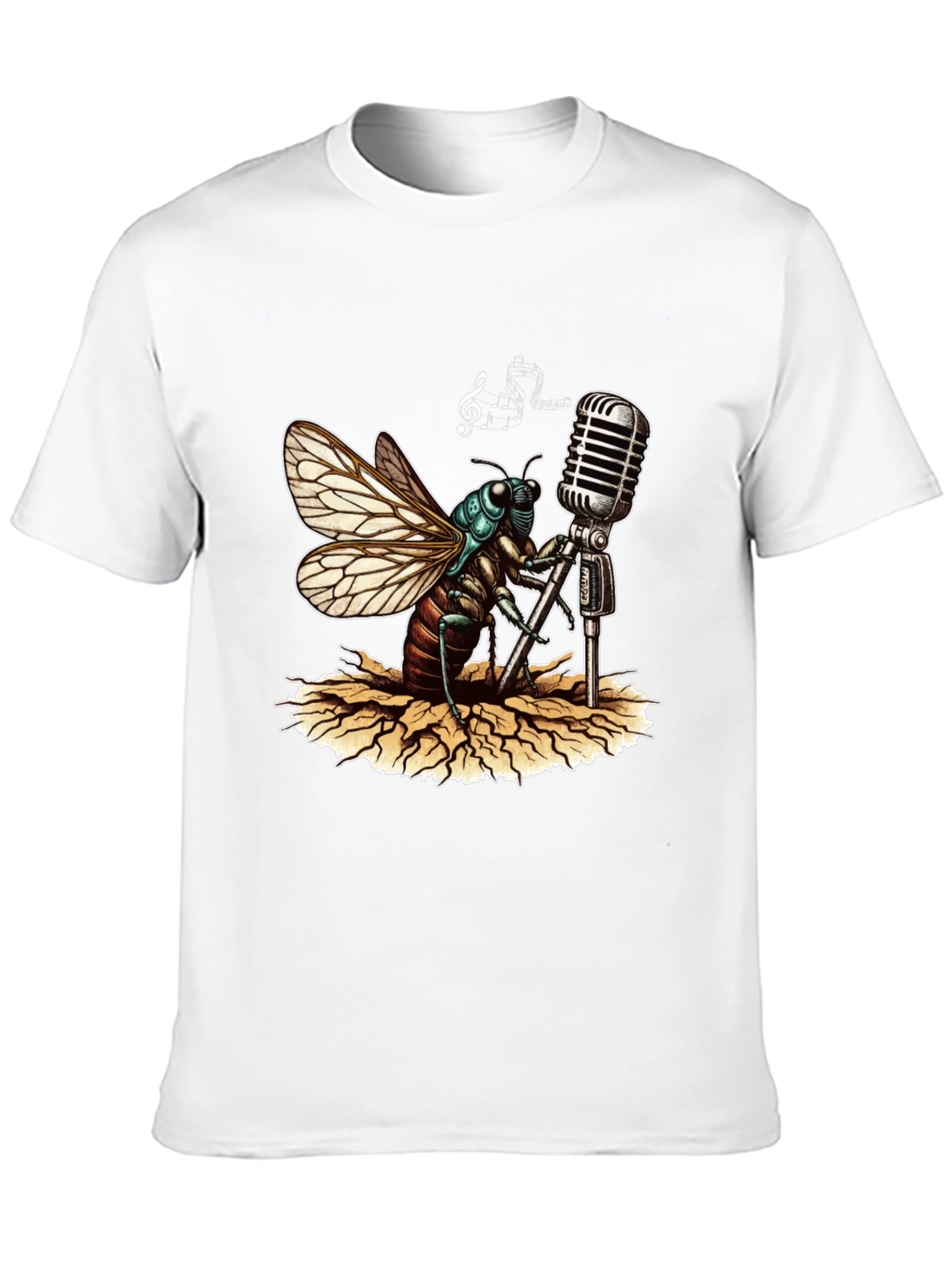 Black Cicada Singer Graphic Tee - Retro Mic view 10
