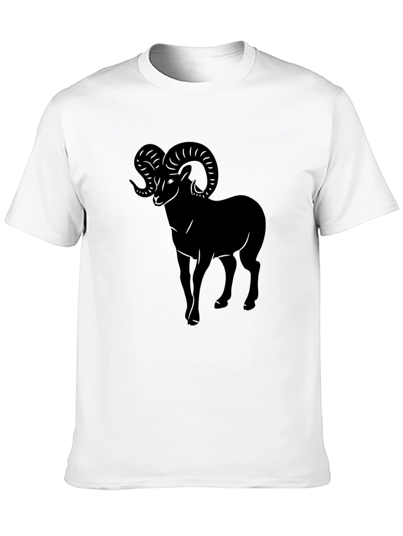 Black Men's Black T-Shirt with Ram Graphic view 10