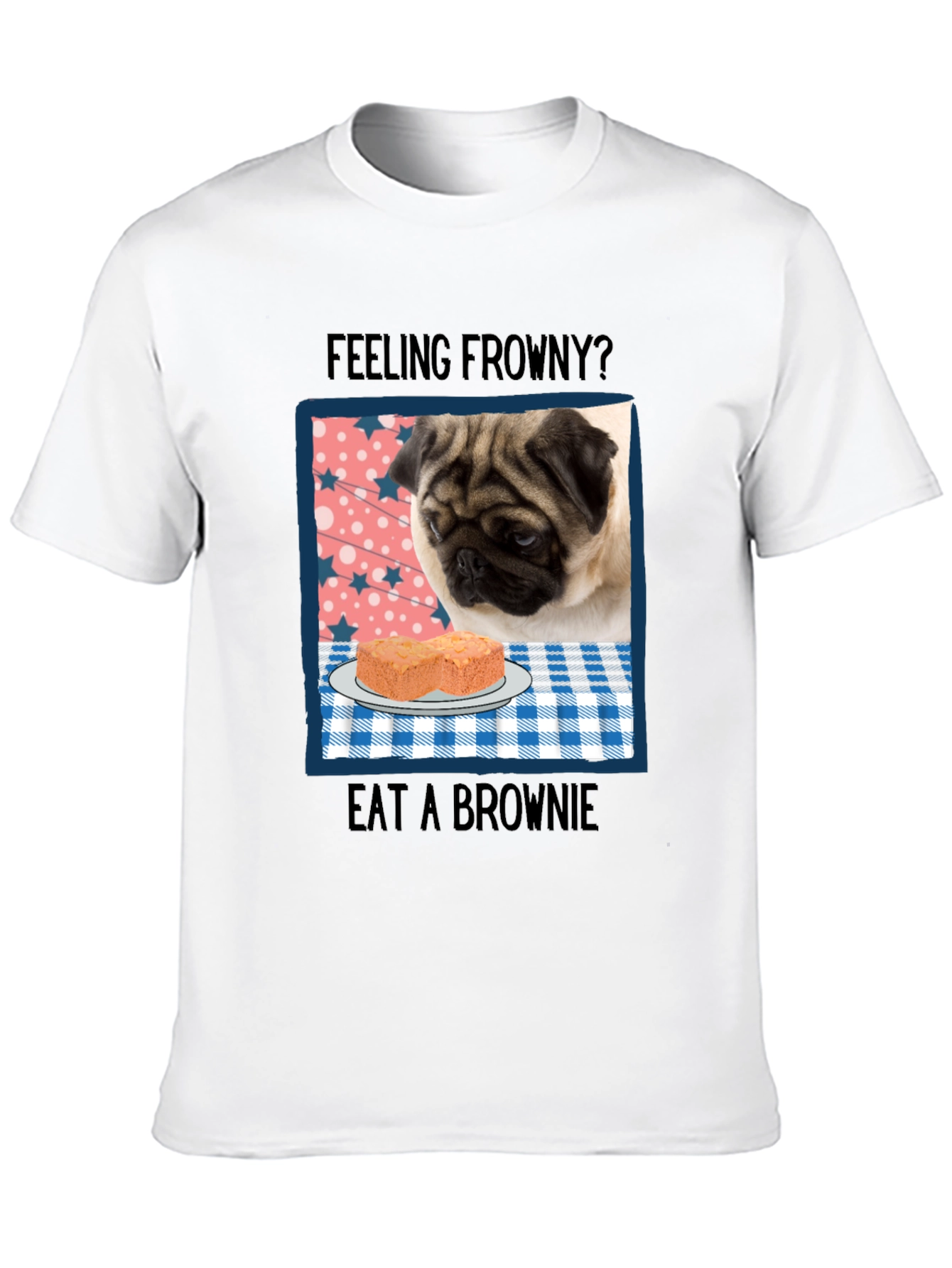 Black Feeling Frowny Pug T-Shirt view 10