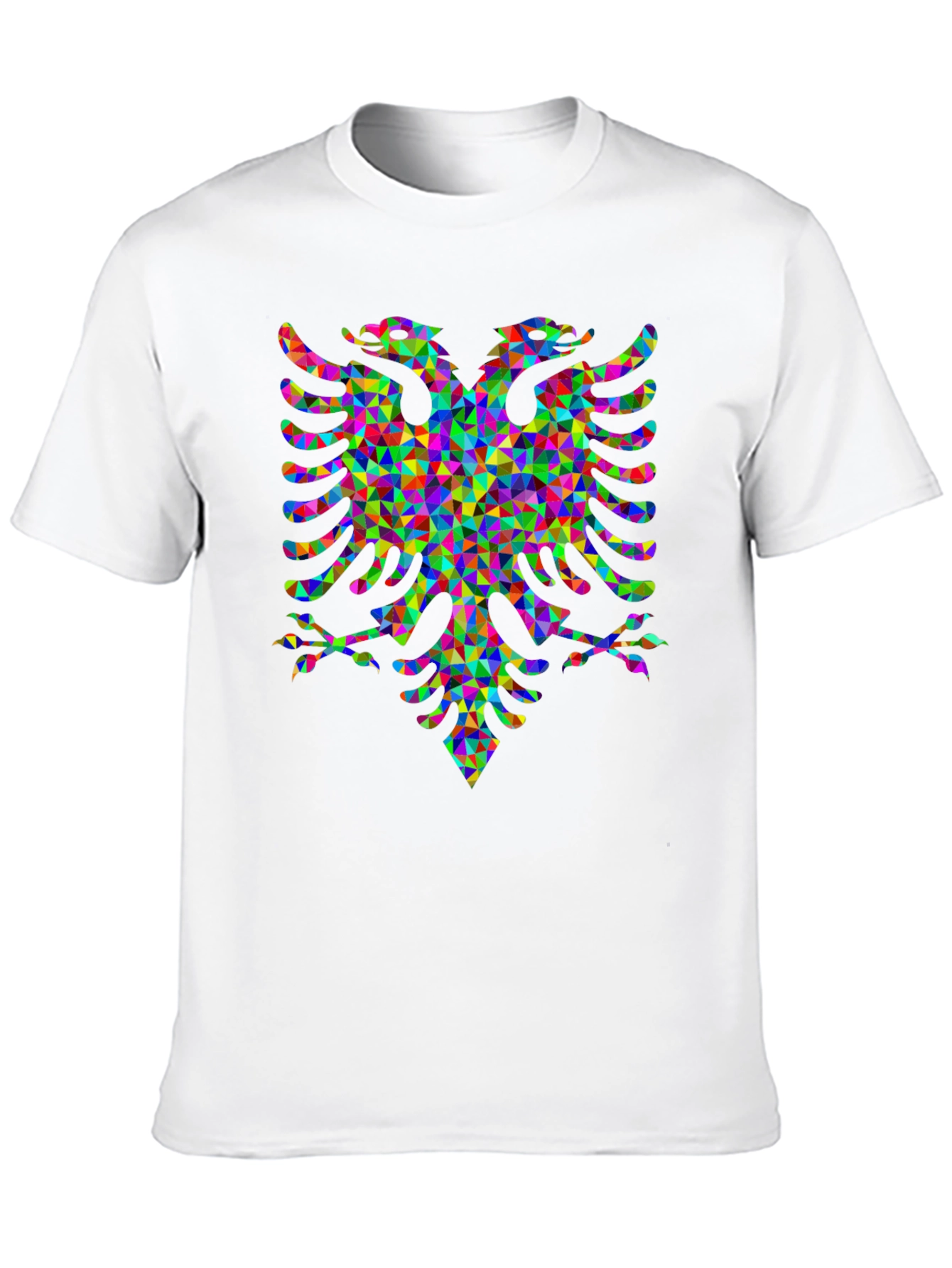 Black Colorful Geometric Eagle Graphic Tee - Stylish Black T-Shirt view 10