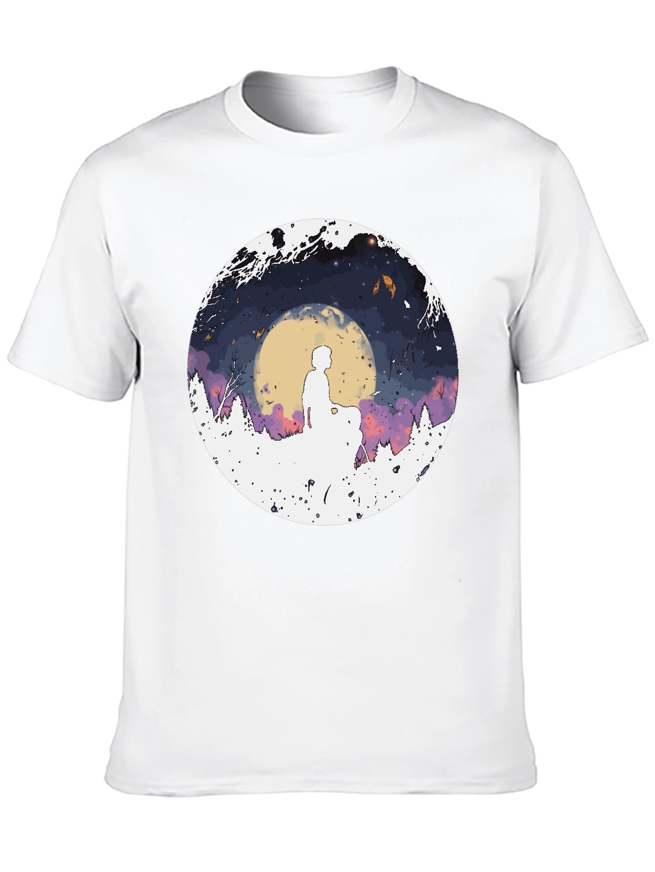 Black Silhouette Moon Graphic Men's Tee view 10