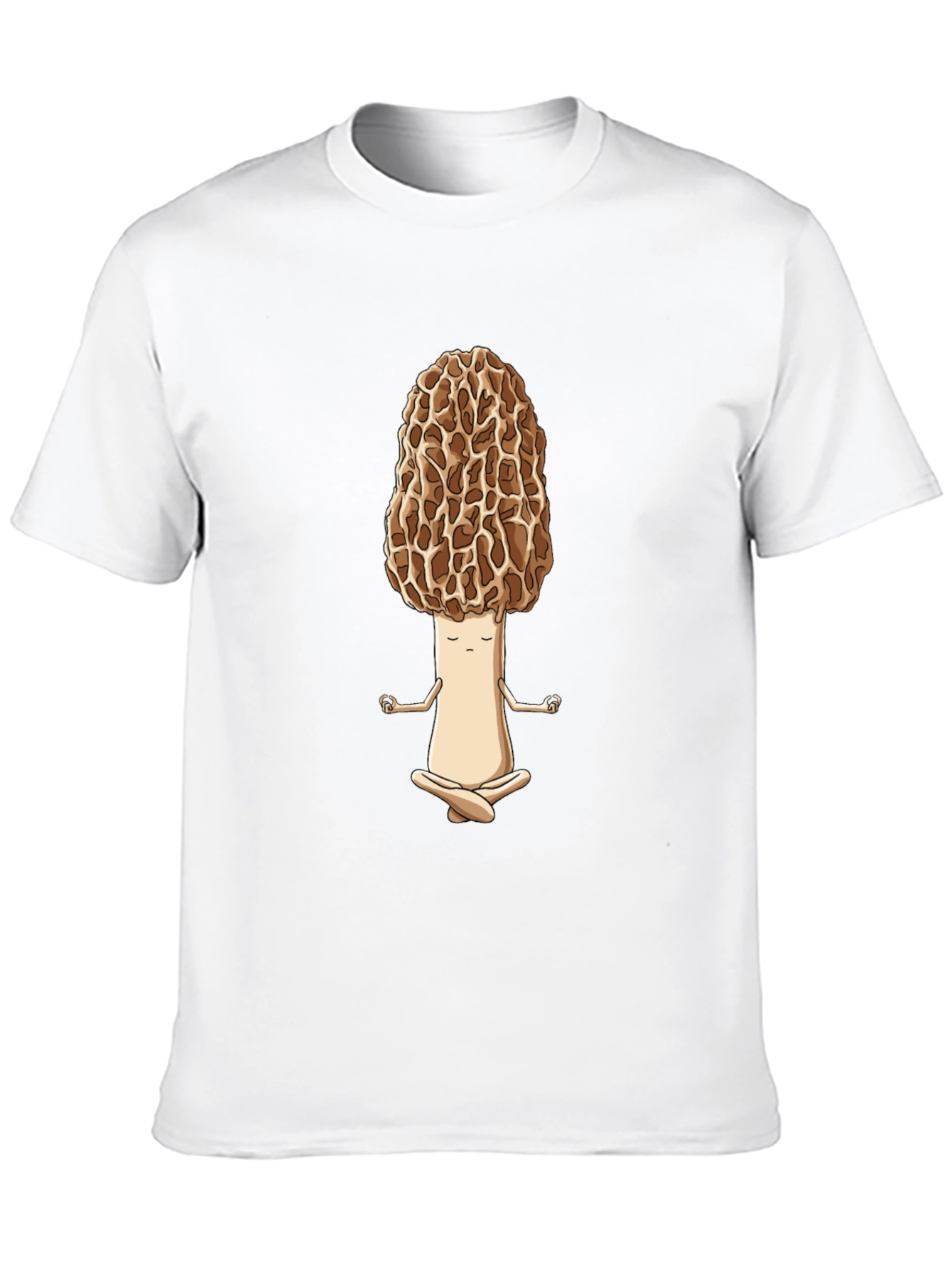 Black Zen Morel Mushroom T-Shirt - Meditating Funny Food Tee view 10
