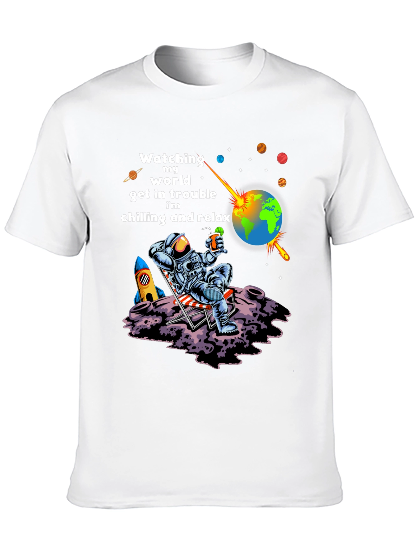 Black Astronaut Chilling T-Shirt view 10