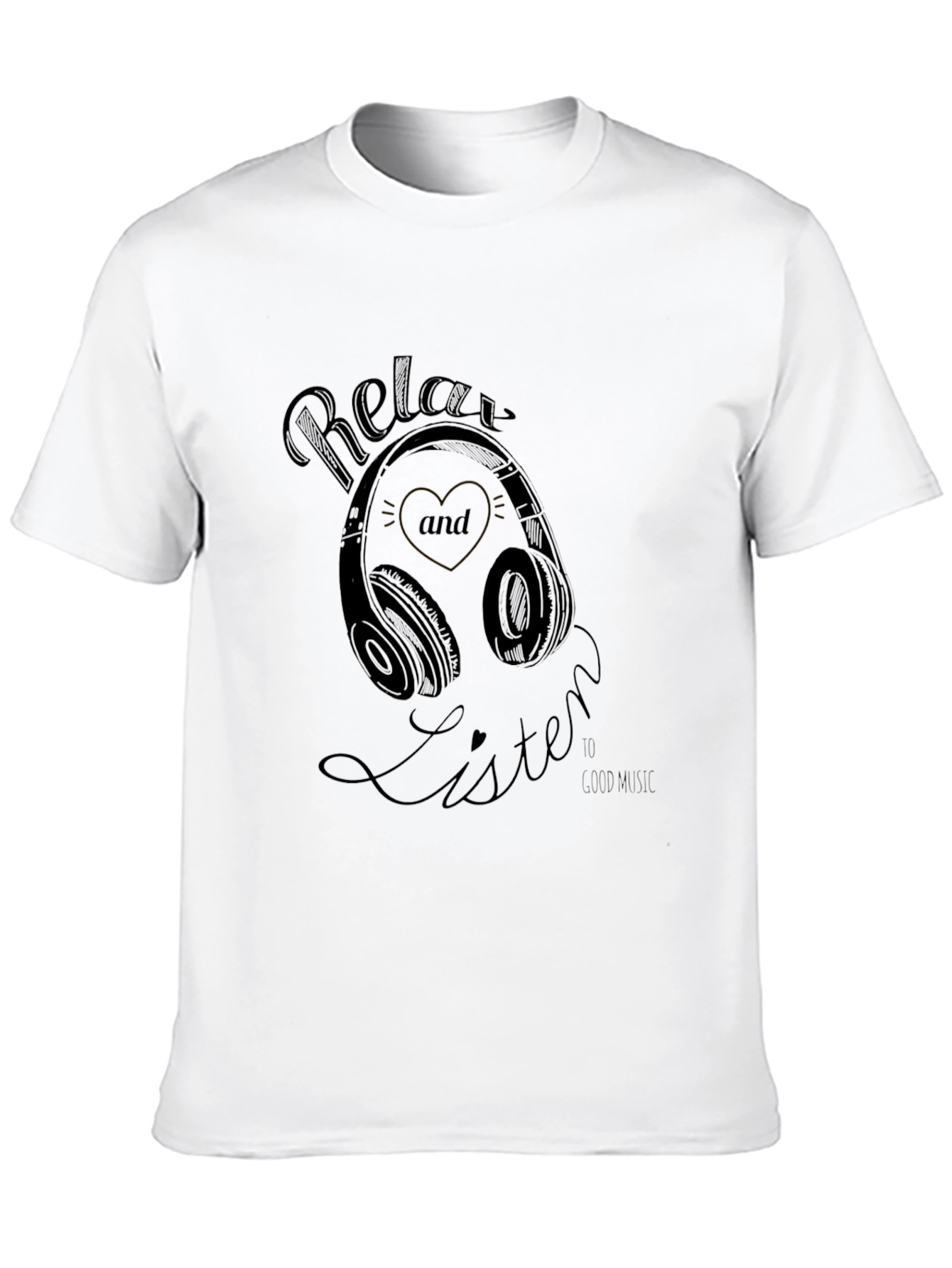 Black Relax and Listen T-Shirt - Black view 10
