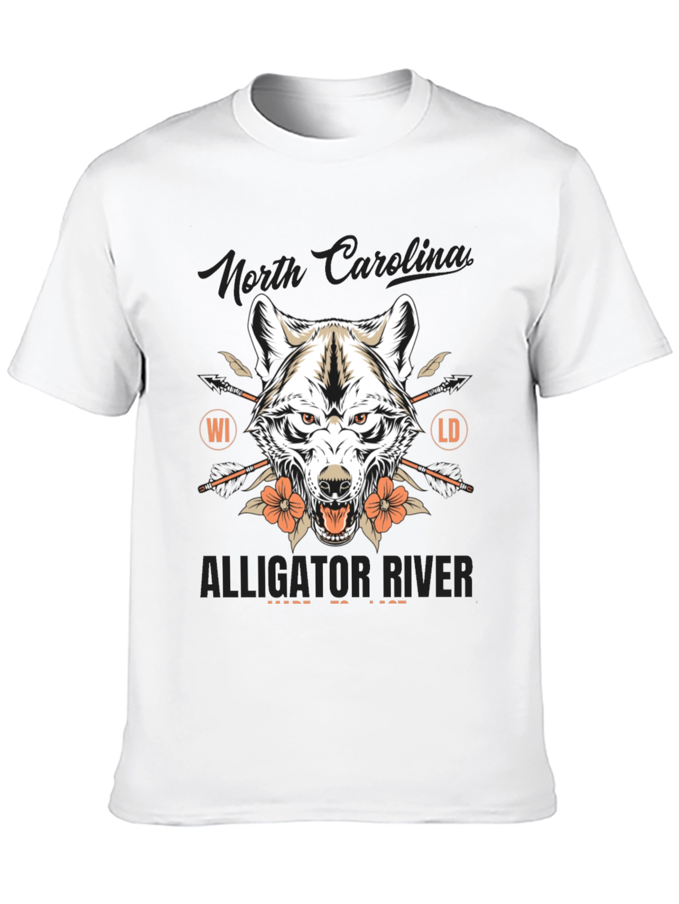 Black North Carolina Alligator River Wolf Graphic Tee view 10