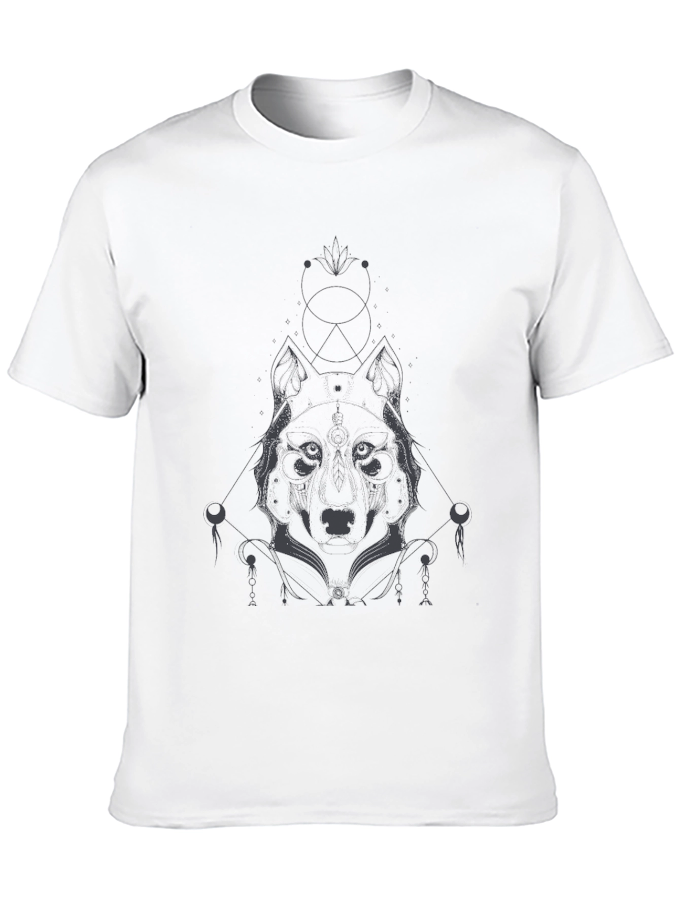 Black Men's Black Wolf Graphic Tee - Modern & Stylish view 10