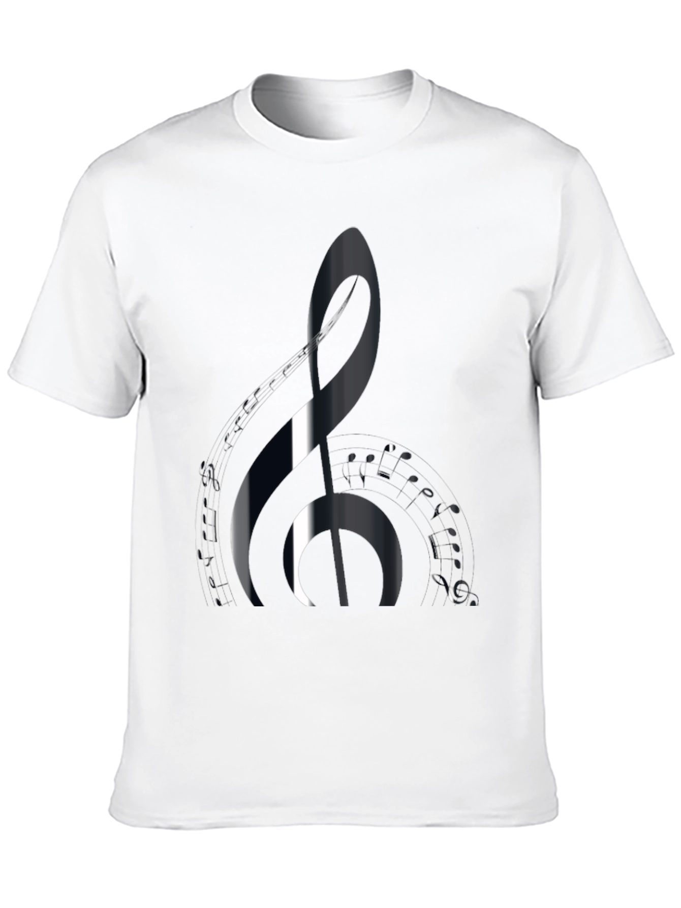 Black Music Lover's Black T-Shirt with Treble Clef Design view 10