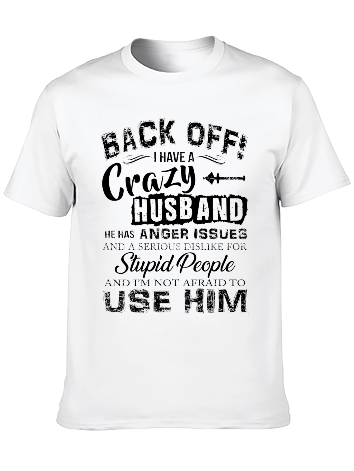 Black Crazy Husband Graphic Tee - Black view 10