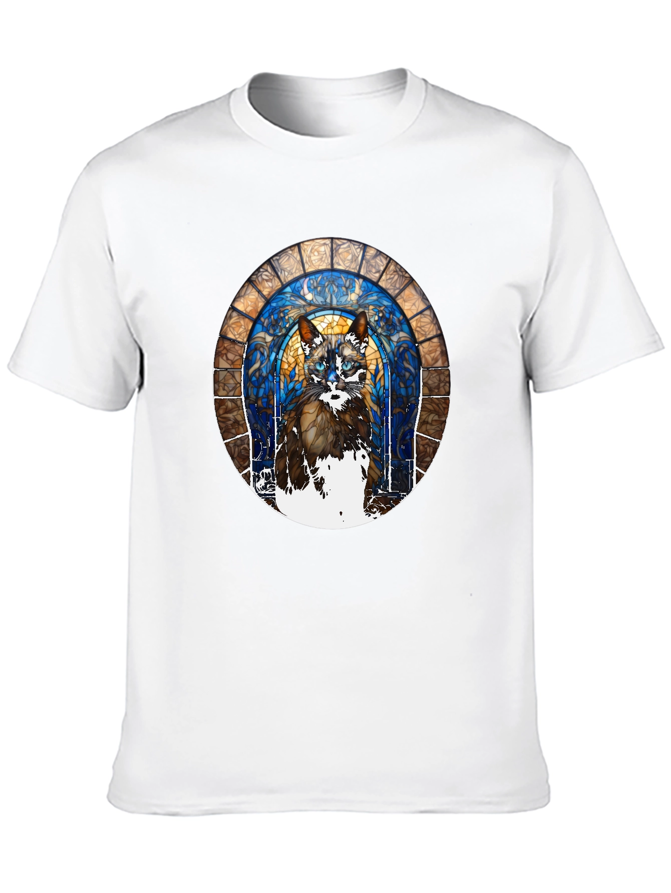 Black Stained Glass Cat T-Shirt view 10