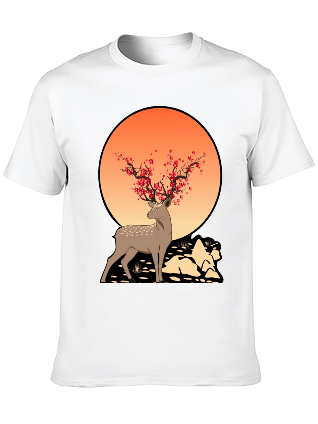 Black Nature-Inspired Deer Graphic Tee view 10