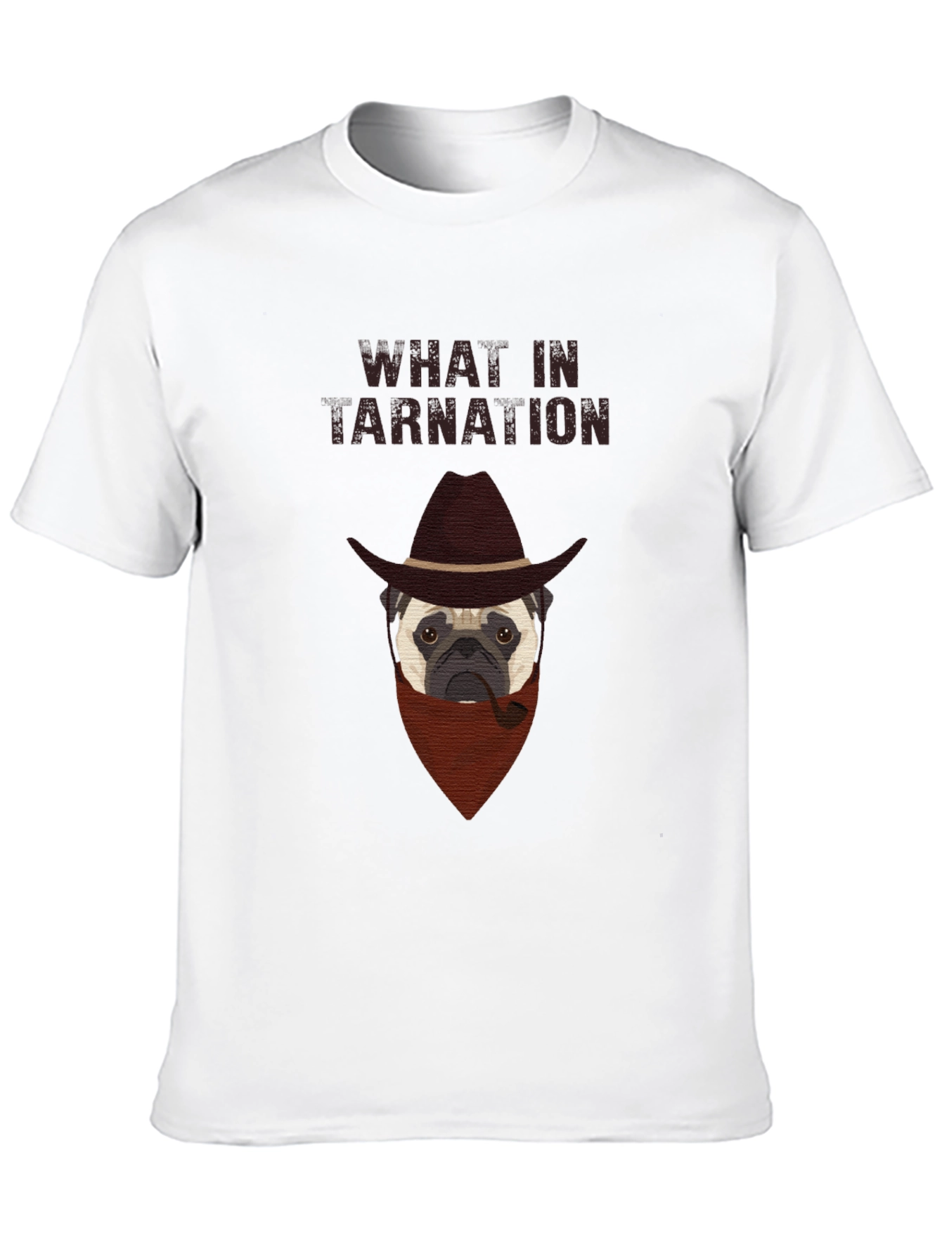 Black What In Tarnation Pug T-Shirt - Western Dog Tee view 10