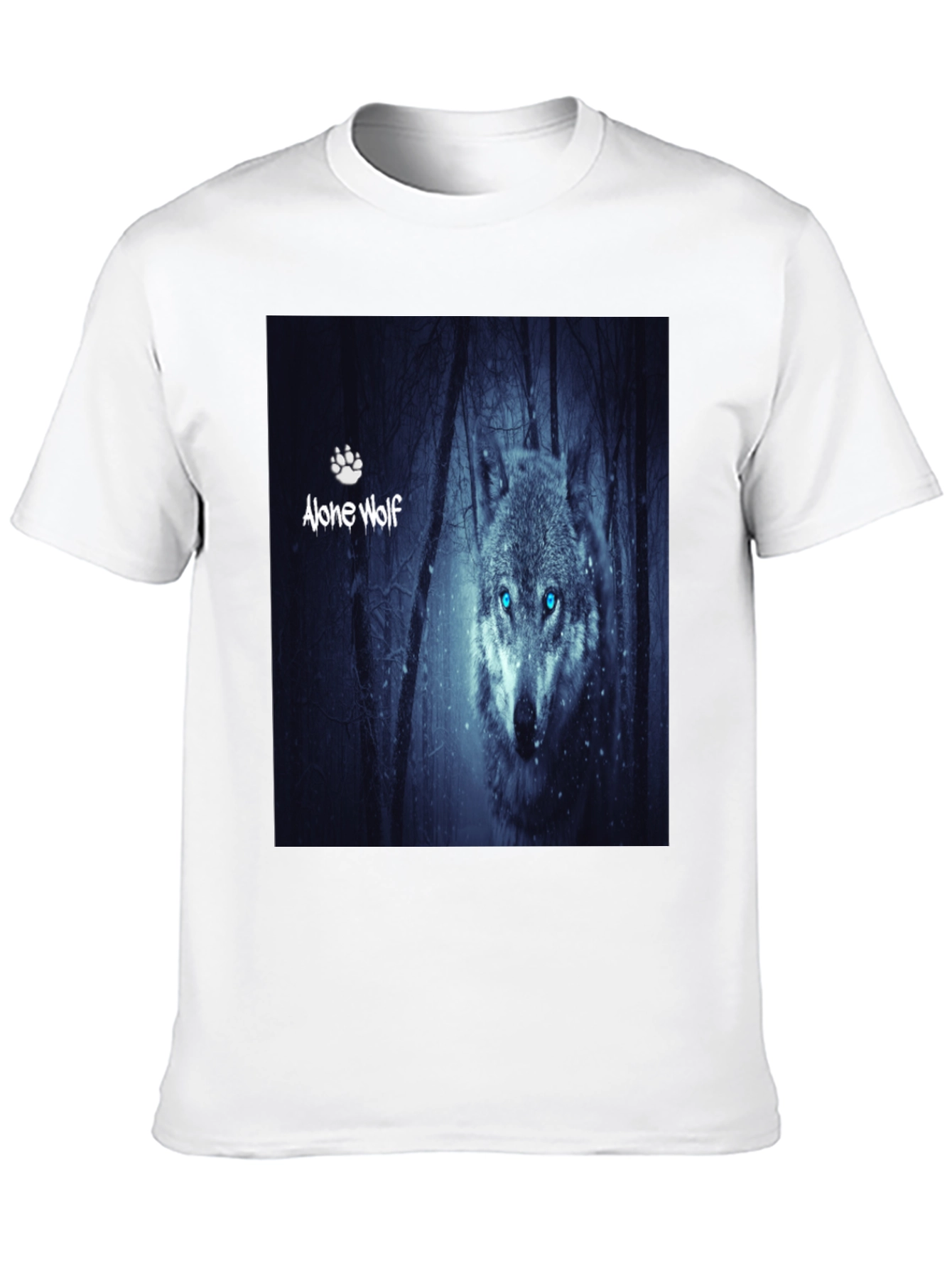 Black Alone Wolf Graphic T-Shirt, Men's Black Tee view 10