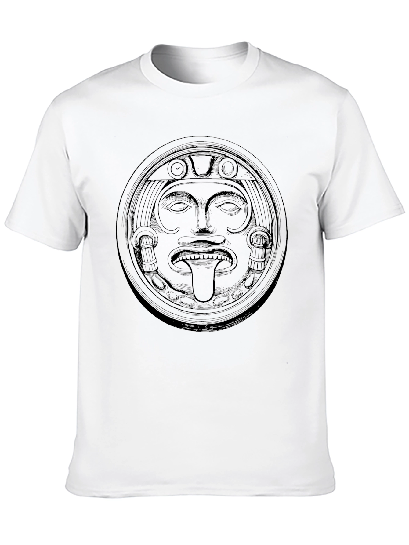 Black Aztec Sun God Graphic Tee - Black Cotton T-Shirt view 10