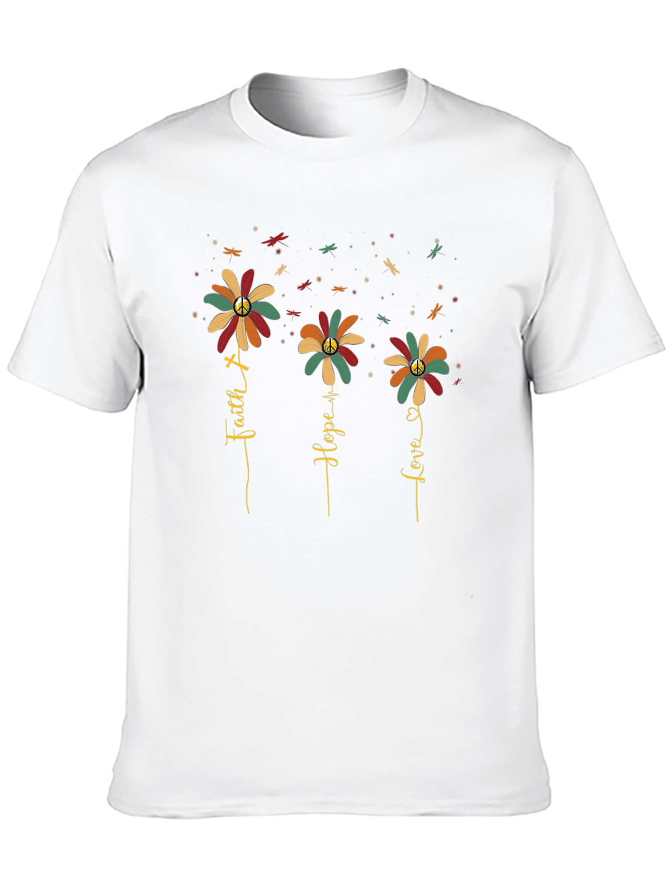 Black Faith Hope Love Flower Graphic Tee - Black view 10