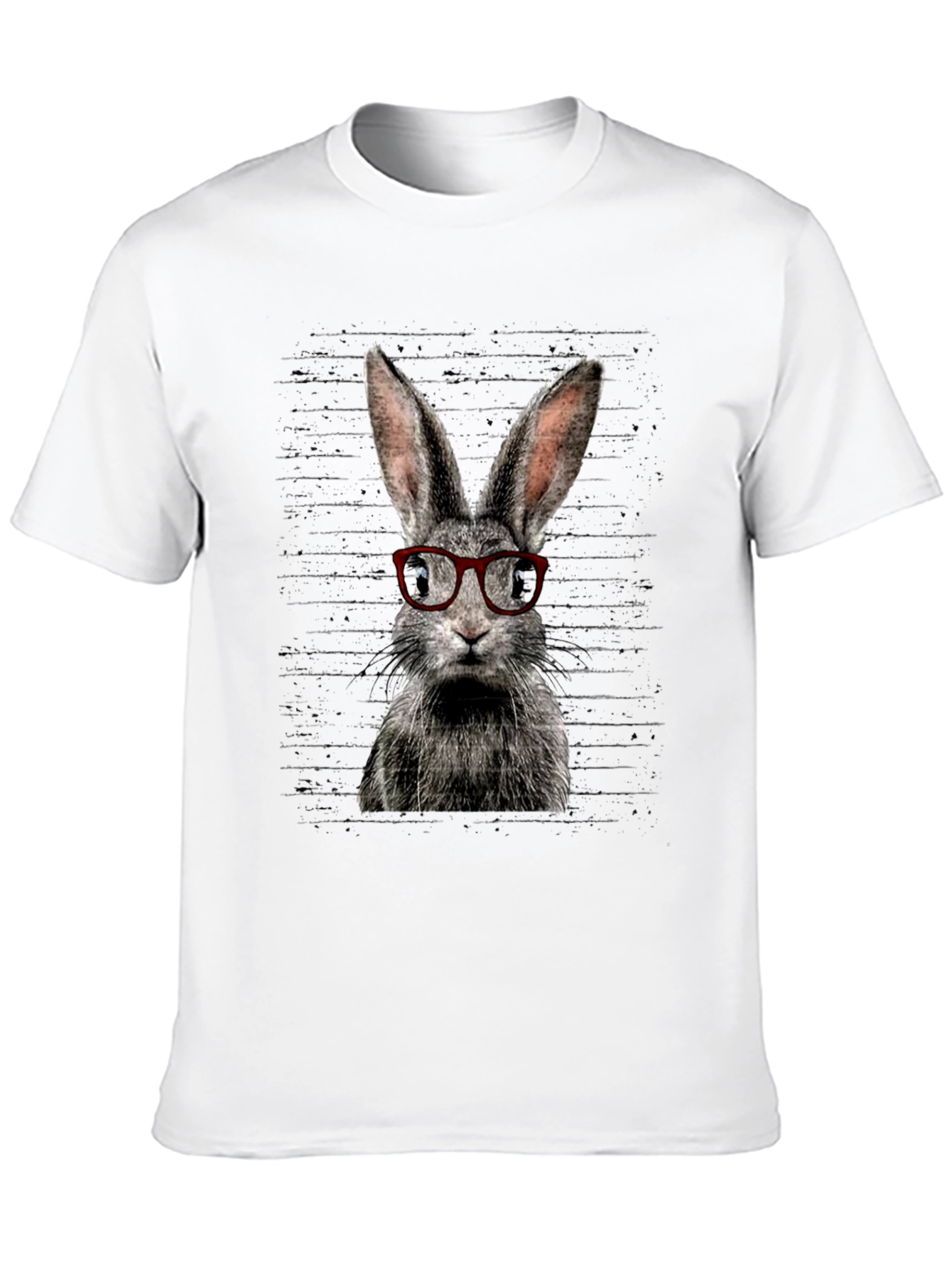 Black Hipster Rabbit Graphic Tee - Unisex Black T-Shirt view 10