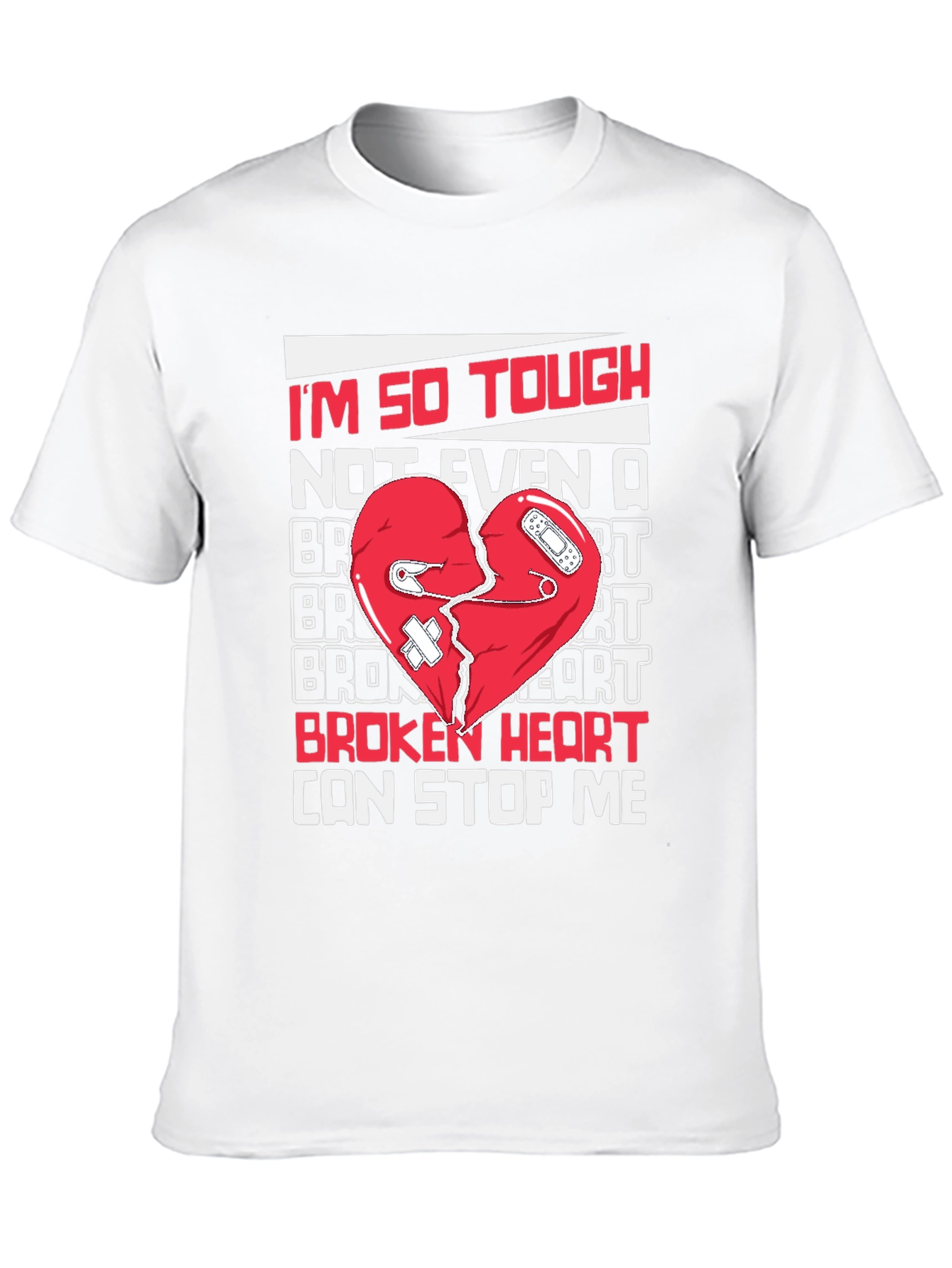 Black Tough Broken Heart T-Shirt - Humor Graphic Tee view 10