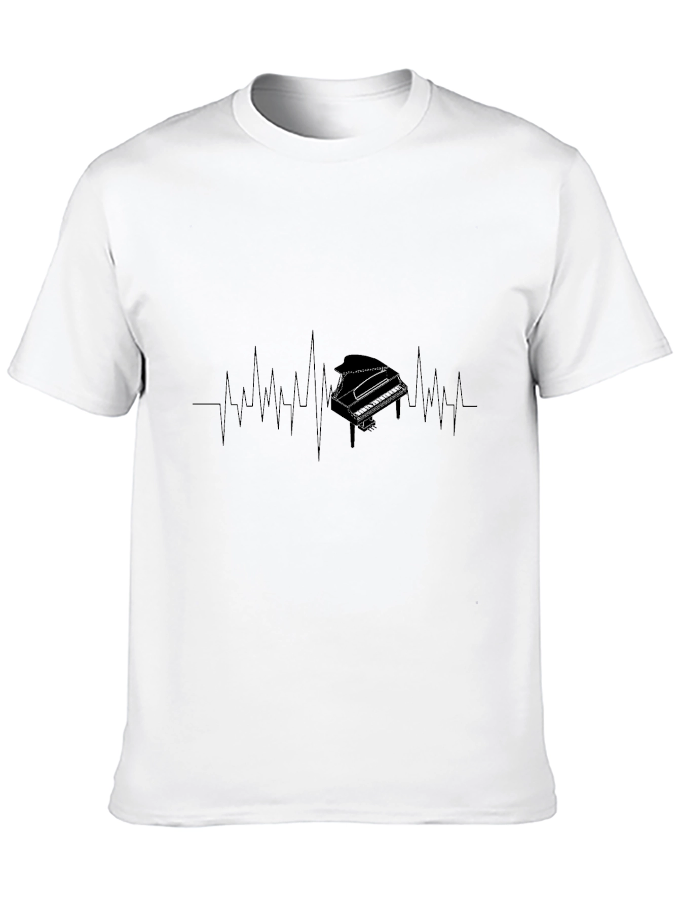 Black Piano Heartbeat Graphic Tee - Musician's Black T-Shirt view 10