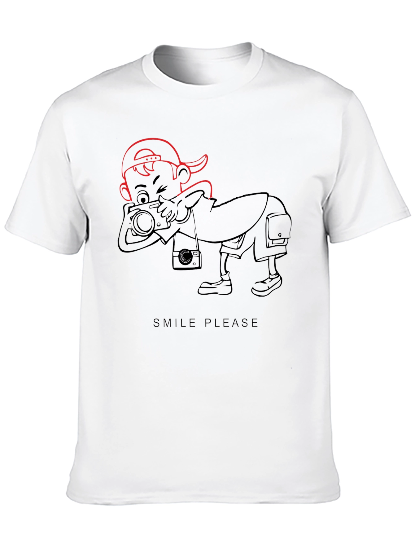 Cartoon Photographer Graphic T-Shirt - Black - 10