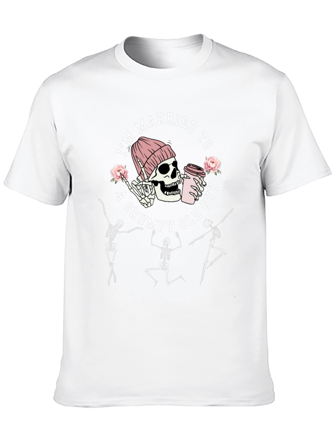 Black Grumpy Old Guy Skeleton Graphic T-Shirt view 10