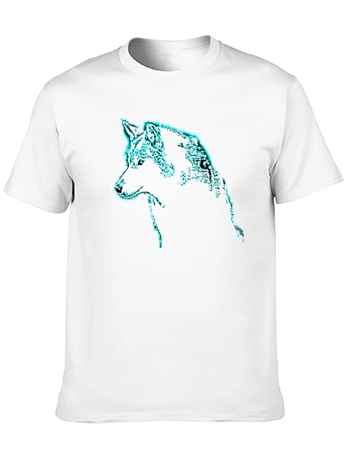 Black Glowing Wolf Graphic Print Black T-Shirt view 10