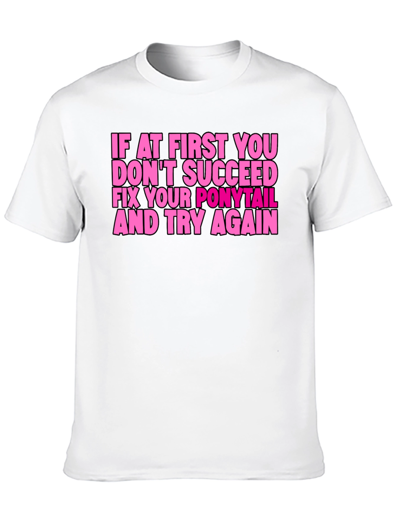 Black Funny Ponytail Fix T-Shirt - Black view 10