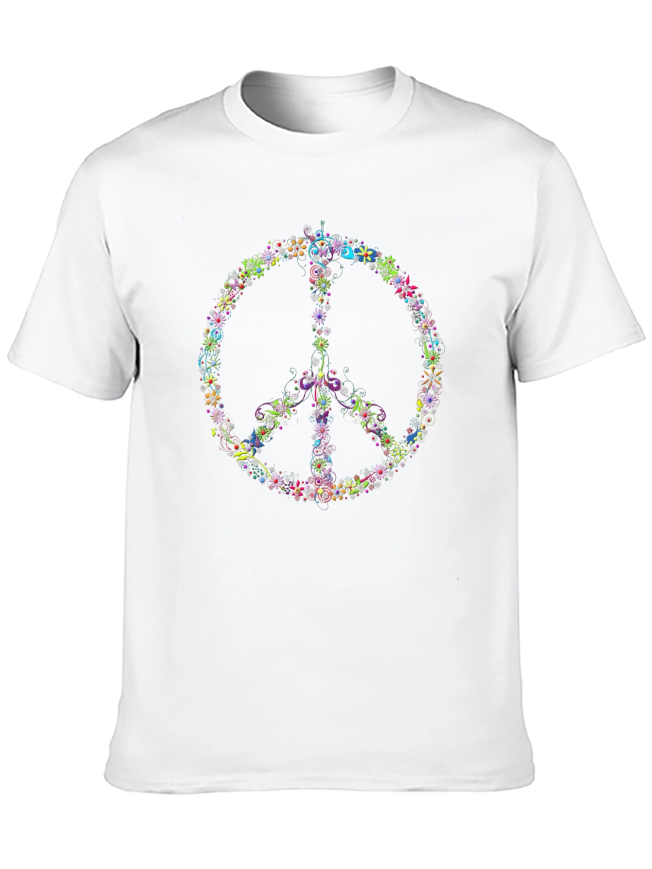Black Floral Peace Sign Black T-Shirt view 10