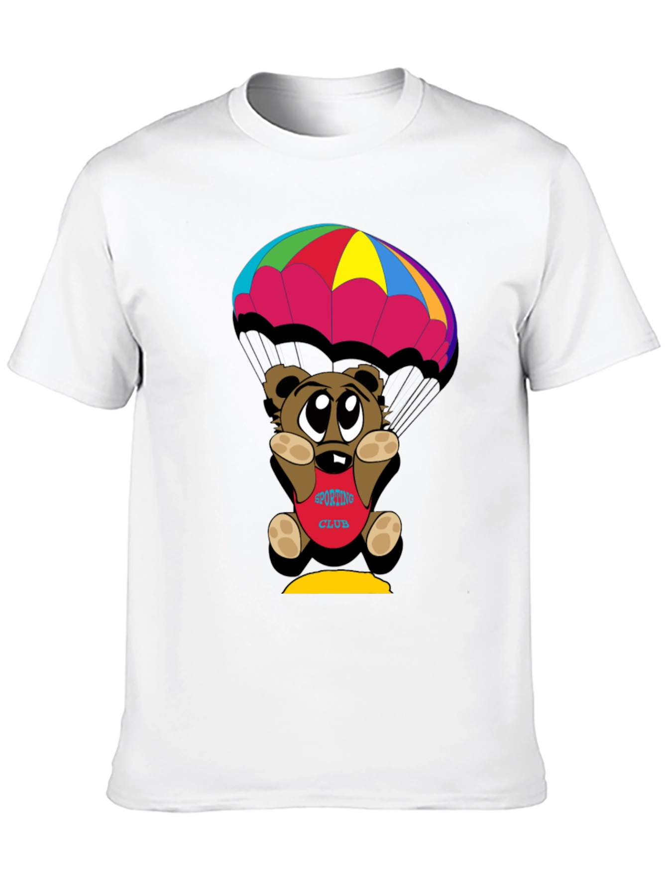 Black Cartoon Bear Parachute Black T-Shirt view 10
