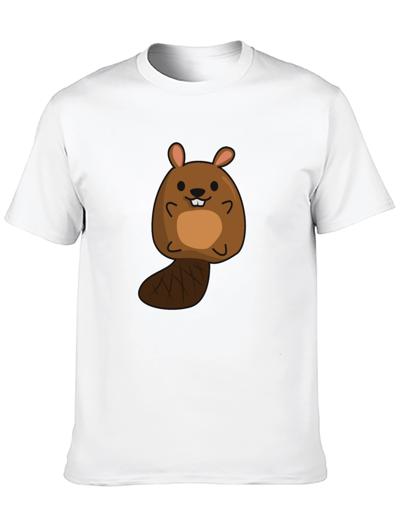 Black Cute Beaver Cartoon Black T-Shirt view 10