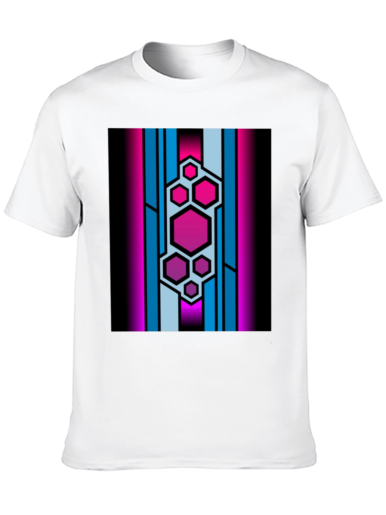 Black Hexagon Stripe Graphic Black T-Shirt view 10