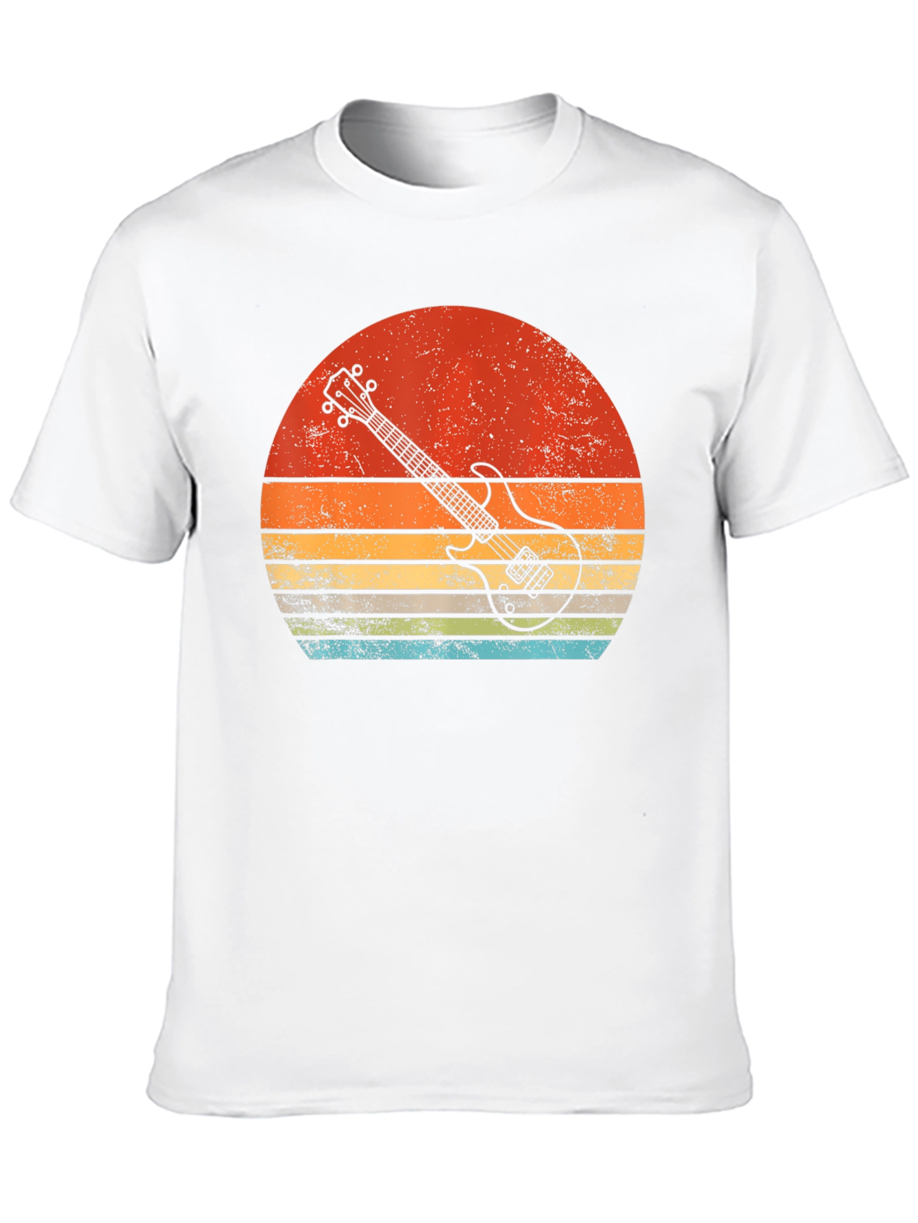Black Retro Guitar Sunset Graphic Tee view 10