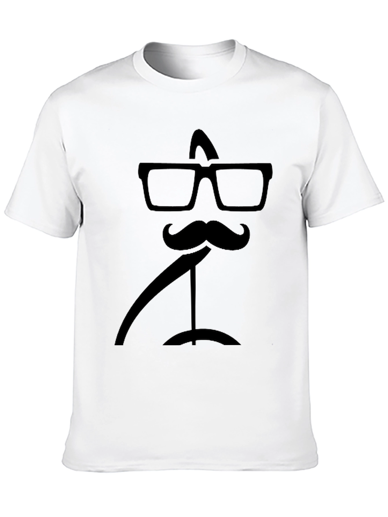 Black Funny Mustache & Glasses Graphic Black T-Shirt view 10