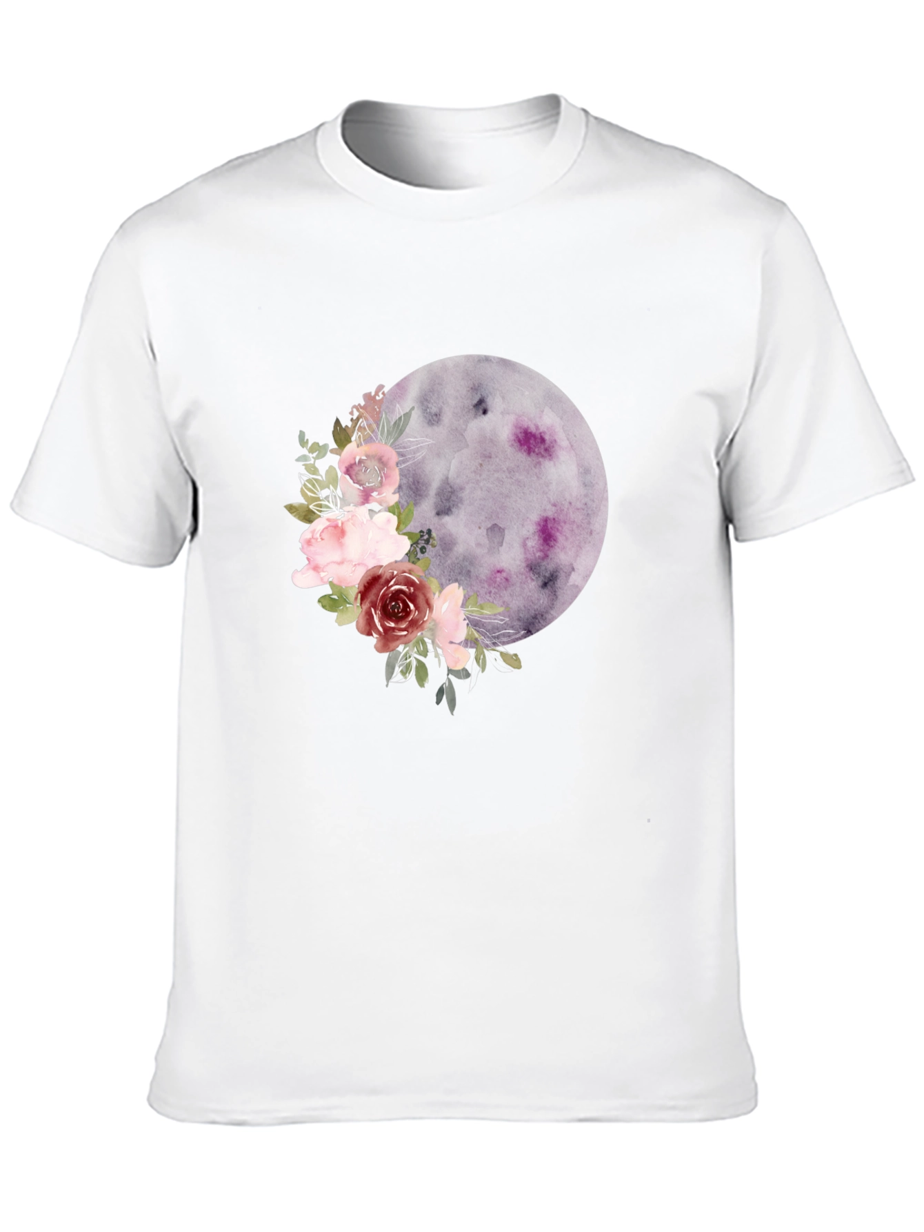 Black Floral Moon Graphic Tee - Black Casual T-Shirt view 10
