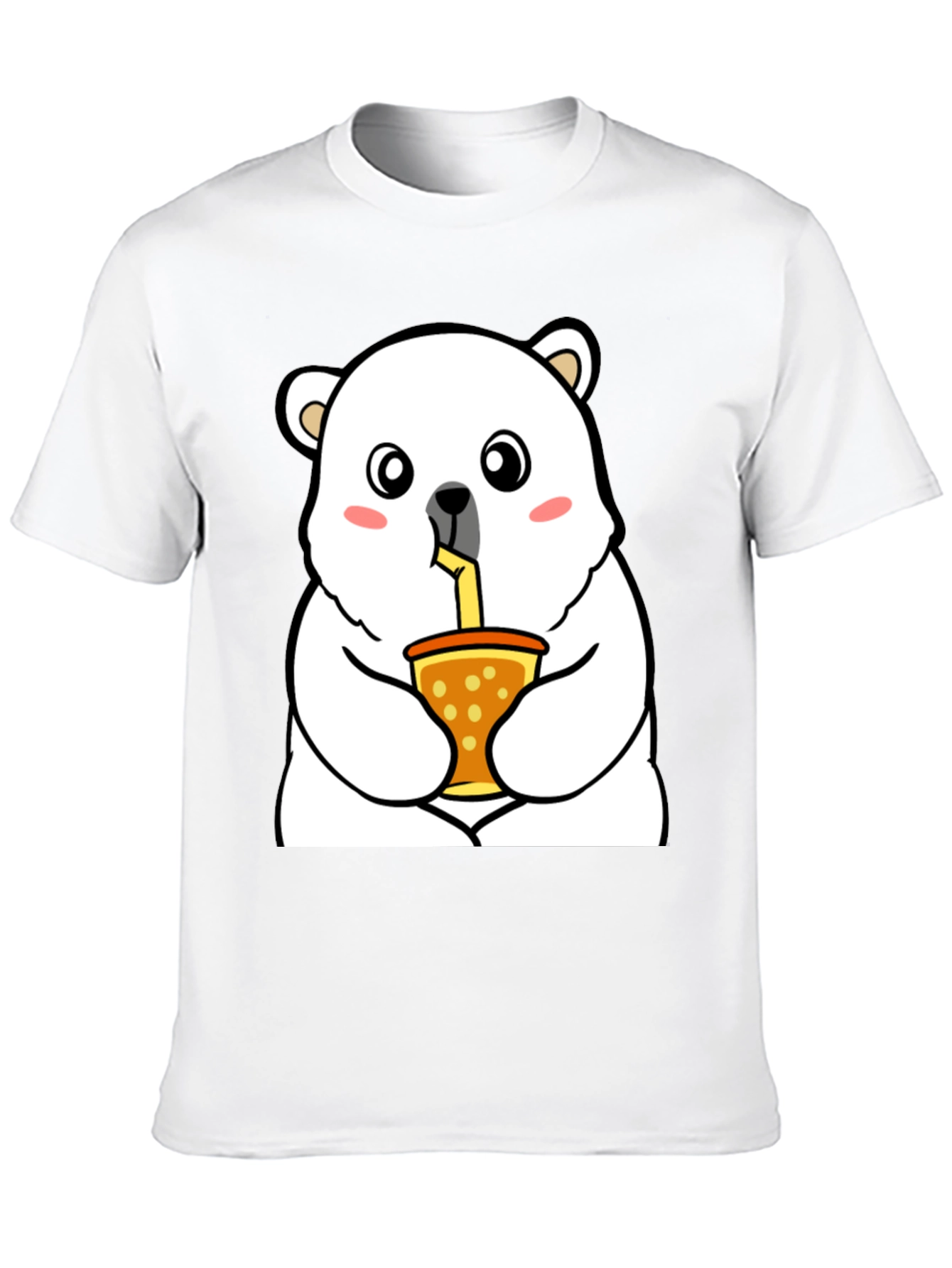 Black Cute Polar Bear Bubble Tea T-Shirt - Unisex view 10